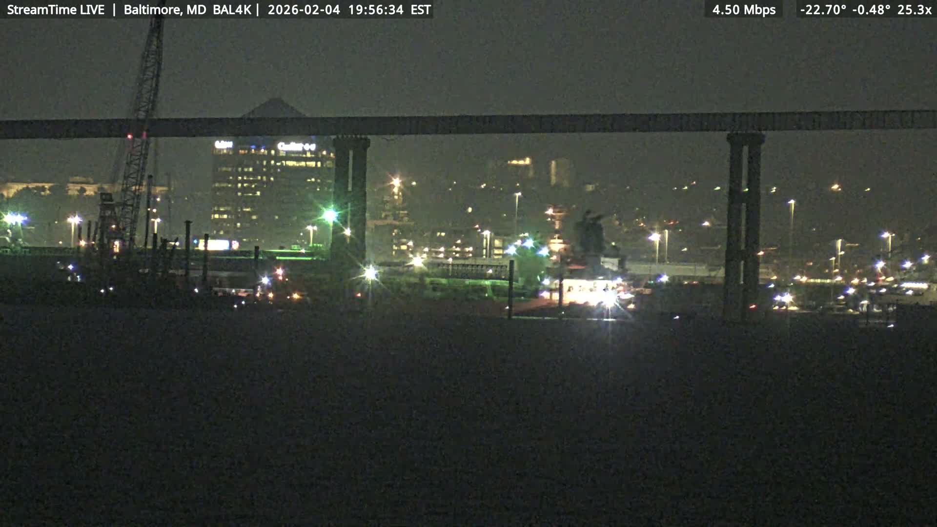 Port of Baltimore, Francis Scott Key Bridge, & Dundalk Marine Terminal & Patapsco River View from Fort Smallwood Park Live Cam - Pasadena, Anne Arundel, Maryland, USA