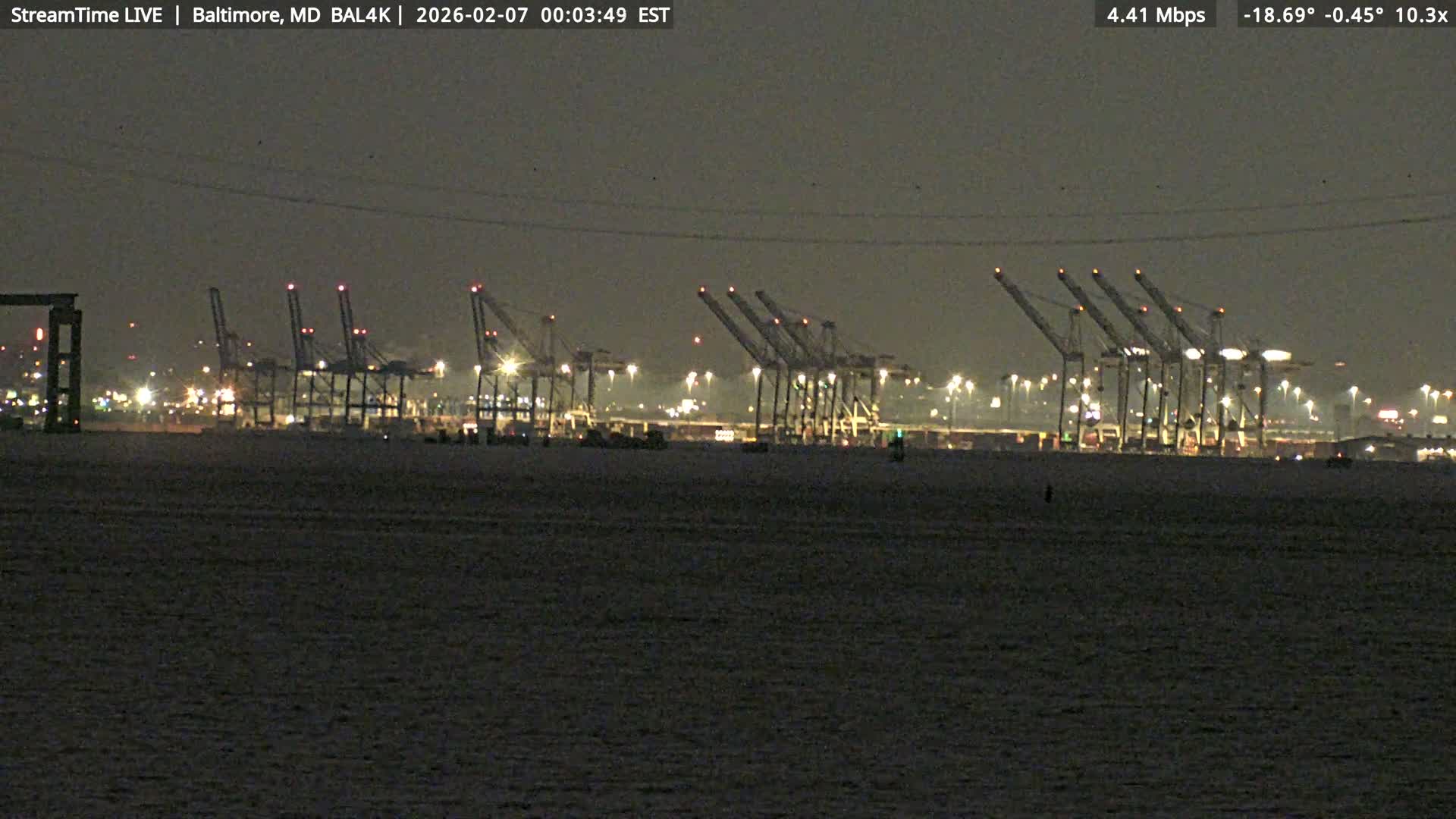 Port of Baltimore, Francis Scott Key Bridge, & Dundalk Marine Terminal & Patapsco River View from Fort Smallwood Park Live Cam - Pasadena, Anne Arundel, Maryland, USA
