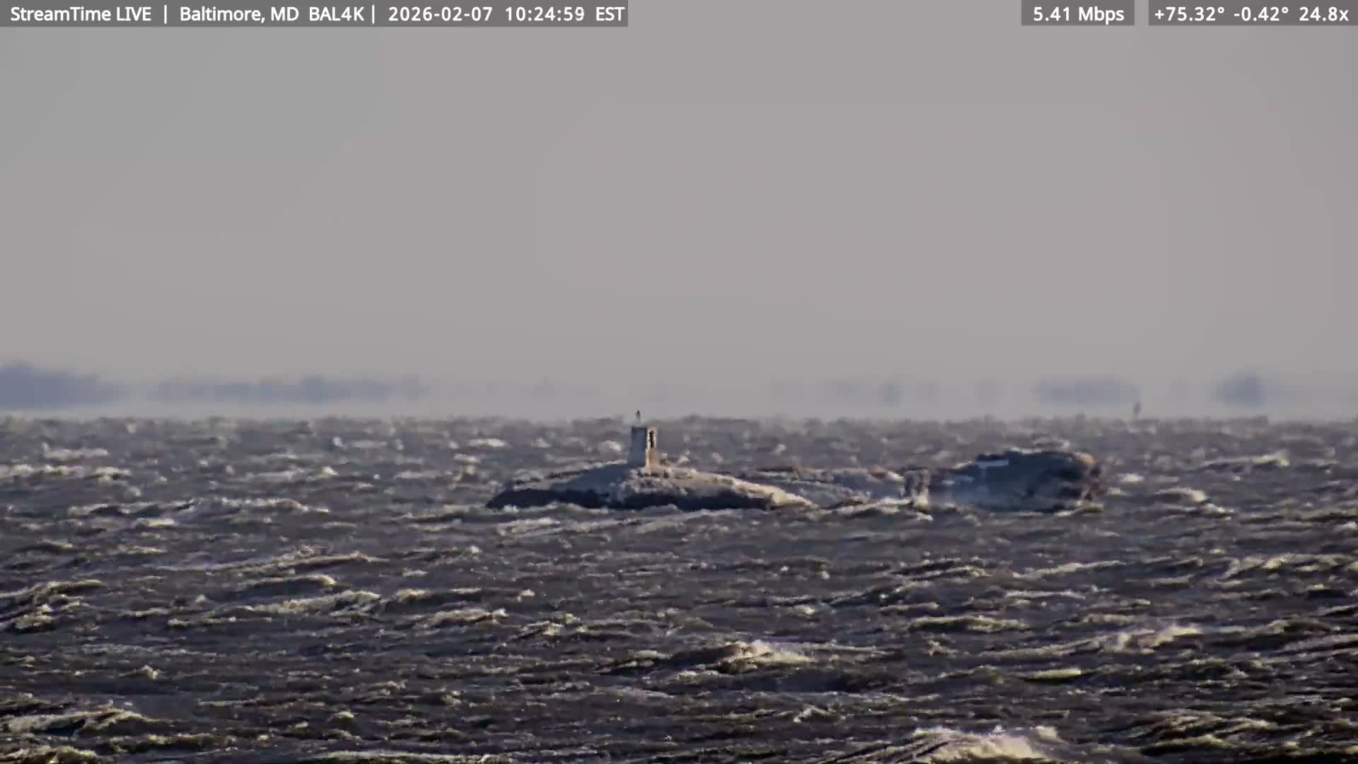 Port of Baltimore, Francis Scott Key Bridge, & Dundalk Marine Terminal & Patapsco River View from Fort Smallwood Park Live Cam - Pasadena, Anne Arundel, Maryland, USA