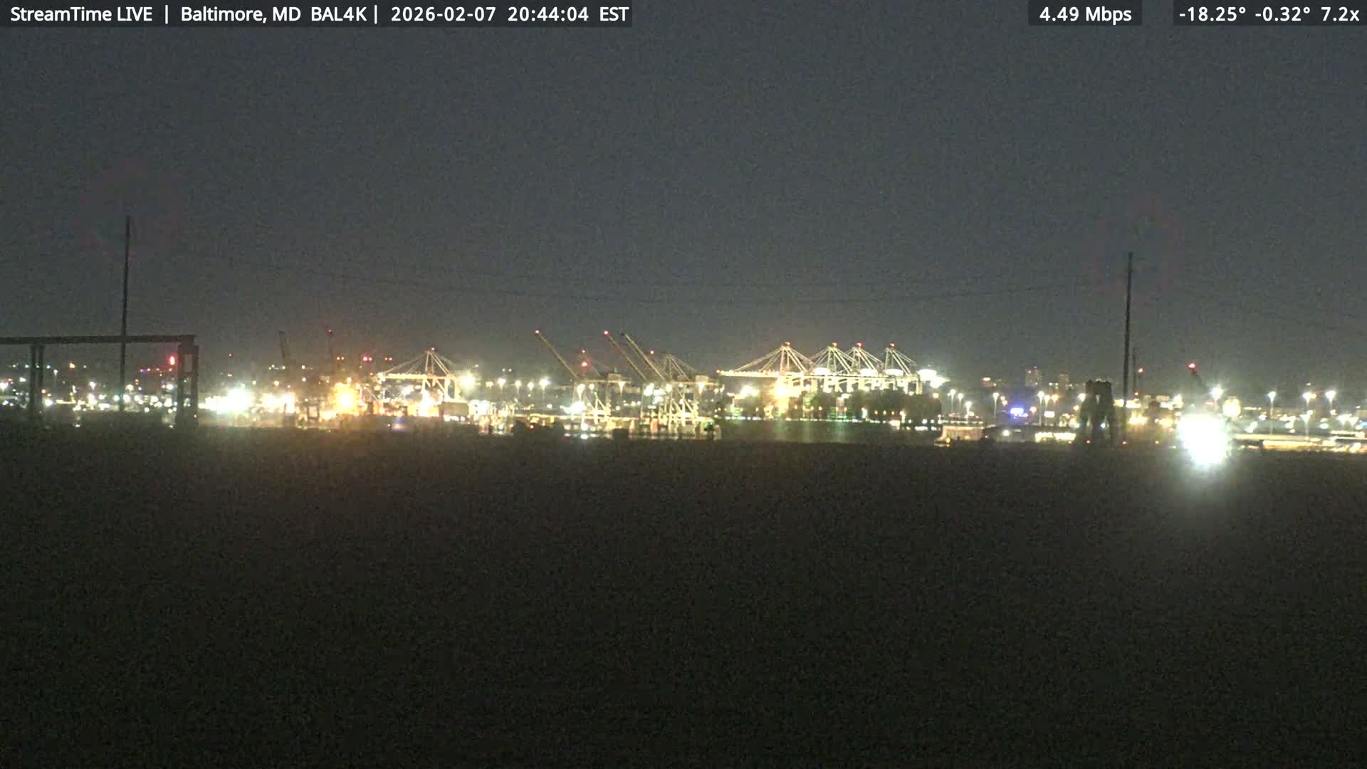 Port of Baltimore, Francis Scott Key Bridge, & Dundalk Marine Terminal & Patapsco River View from Fort Smallwood Park Live Cam - Pasadena, Anne Arundel, Maryland, USA