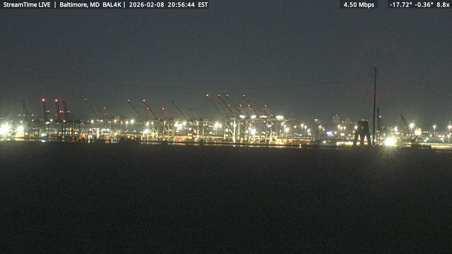 Port of Baltimore, Francis Scott Key Bridge, & Dundalk Marine Terminal & Patapsco River View from Fort Smallwood Park Live Cam - Pasadena, Anne Arundel, Maryland, USA