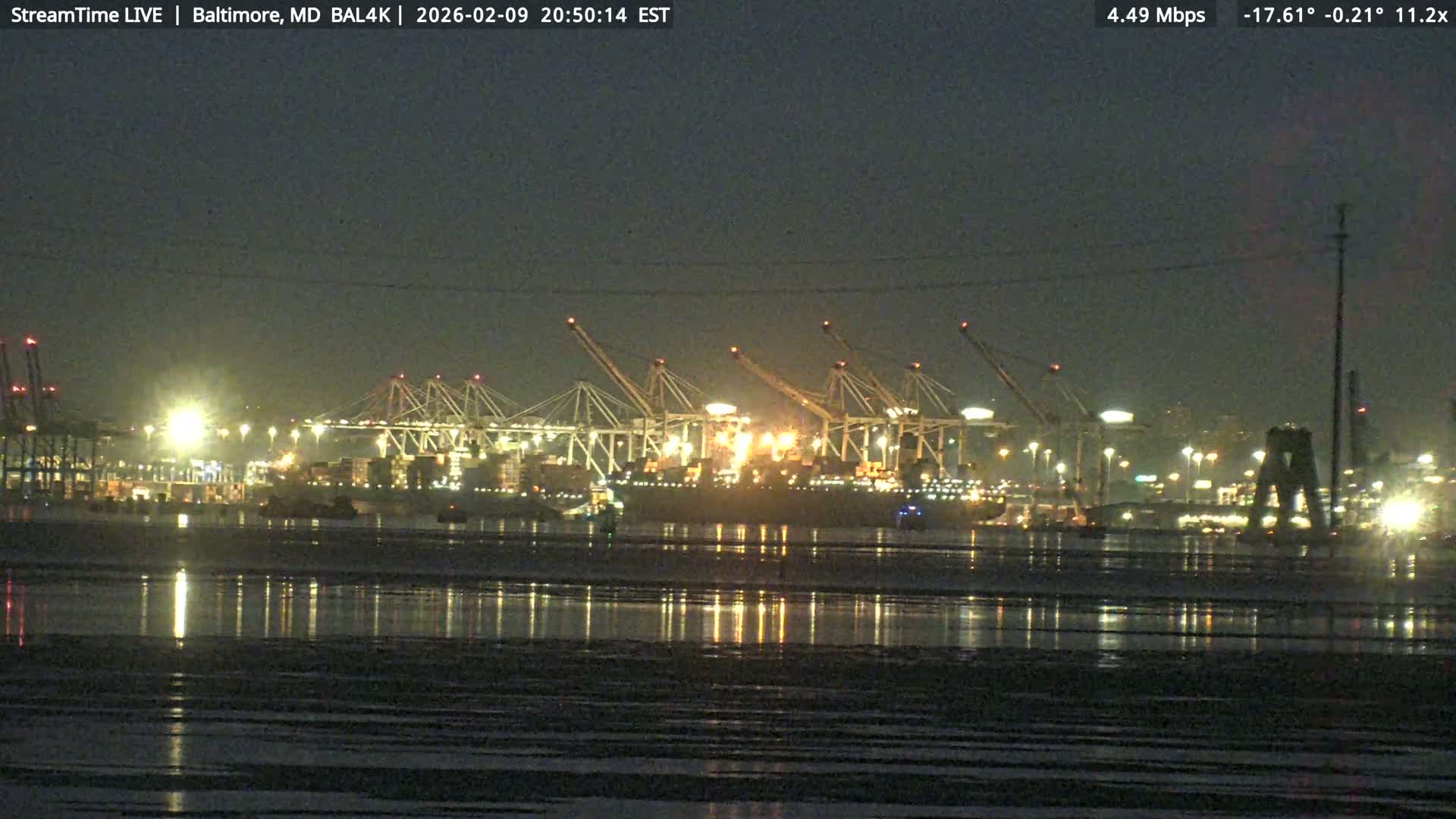 Port of Baltimore, Francis Scott Key Bridge, & Dundalk Marine Terminal & Patapsco River View from Fort Smallwood Park Live Cam - Pasadena, Anne Arundel, Maryland, USA