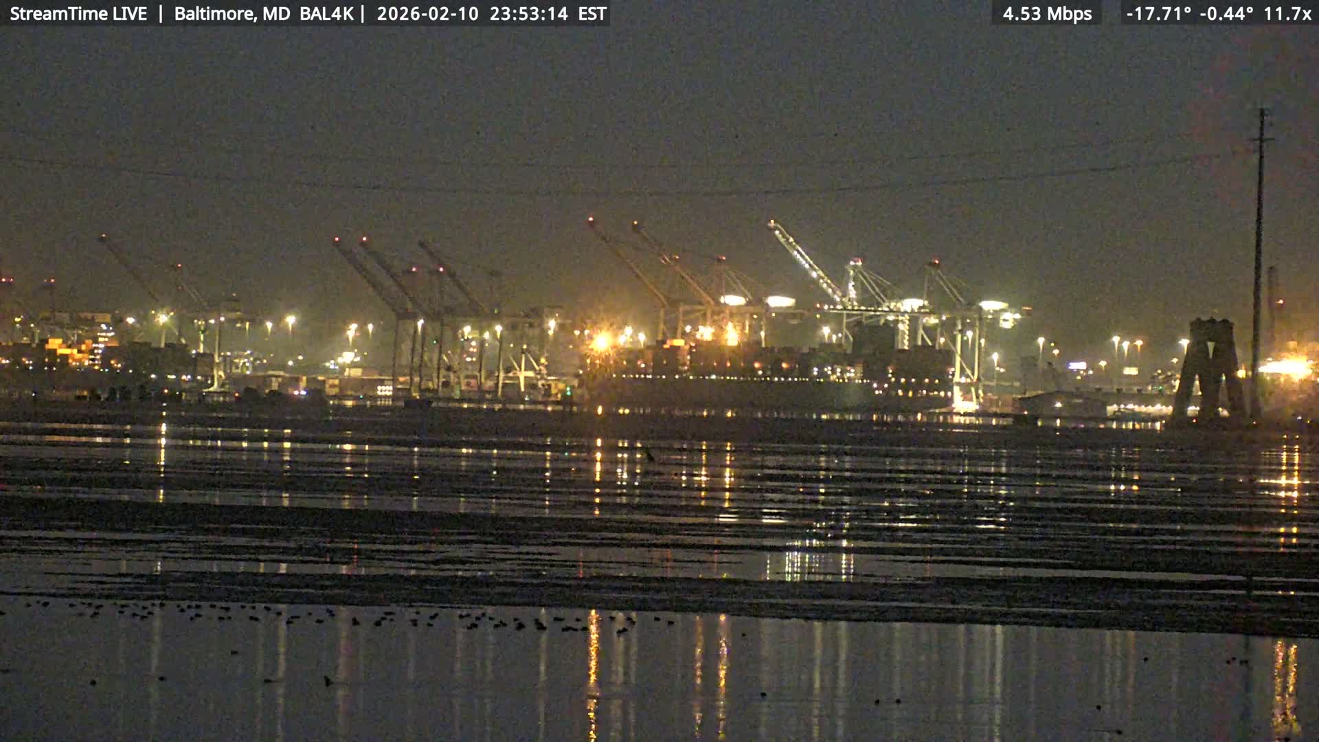 Port of Baltimore, Francis Scott Key Bridge, & Dundalk Marine Terminal & Patapsco River View from Fort Smallwood Park Live Cam - Pasadena, Anne Arundel, Maryland, USA