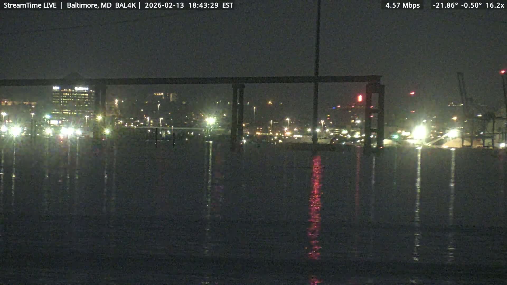 Port of Baltimore, Francis Scott Key Bridge, & Dundalk Marine Terminal & Patapsco River View from Fort Smallwood Park Live Cam - Pasadena, Anne Arundel, Maryland, USA
