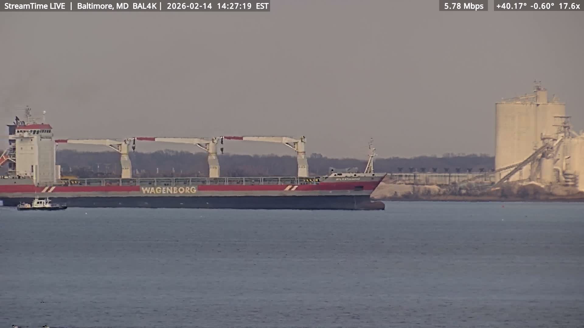 Port of Baltimore, Francis Scott Key Bridge, & Dundalk Marine Terminal & Patapsco River View from Fort Smallwood Park Live Cam - Pasadena, Anne Arundel, Maryland, USA