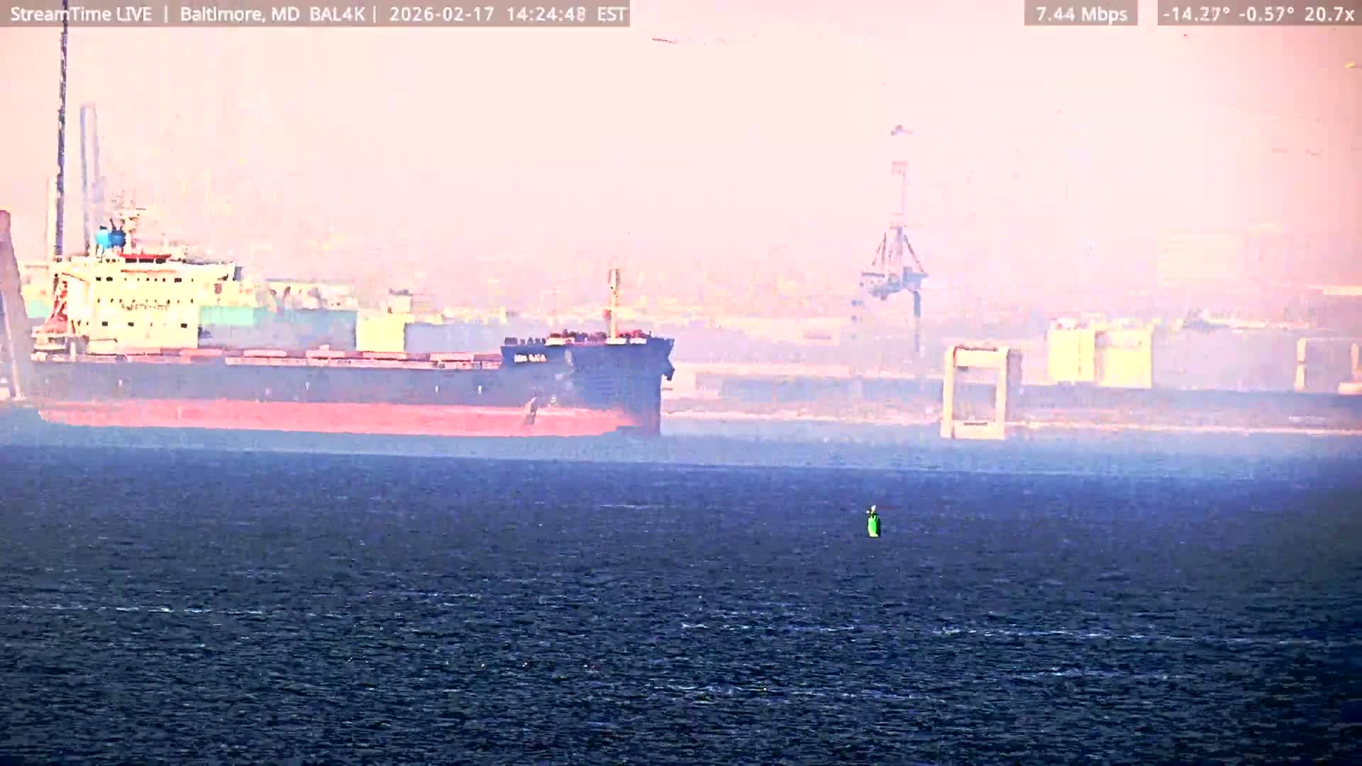 Port of Baltimore, Francis Scott Key Bridge, & Dundalk Marine Terminal & Patapsco River View from Fort Smallwood Park Live Cam - Pasadena, Anne Arundel, Maryland, USA