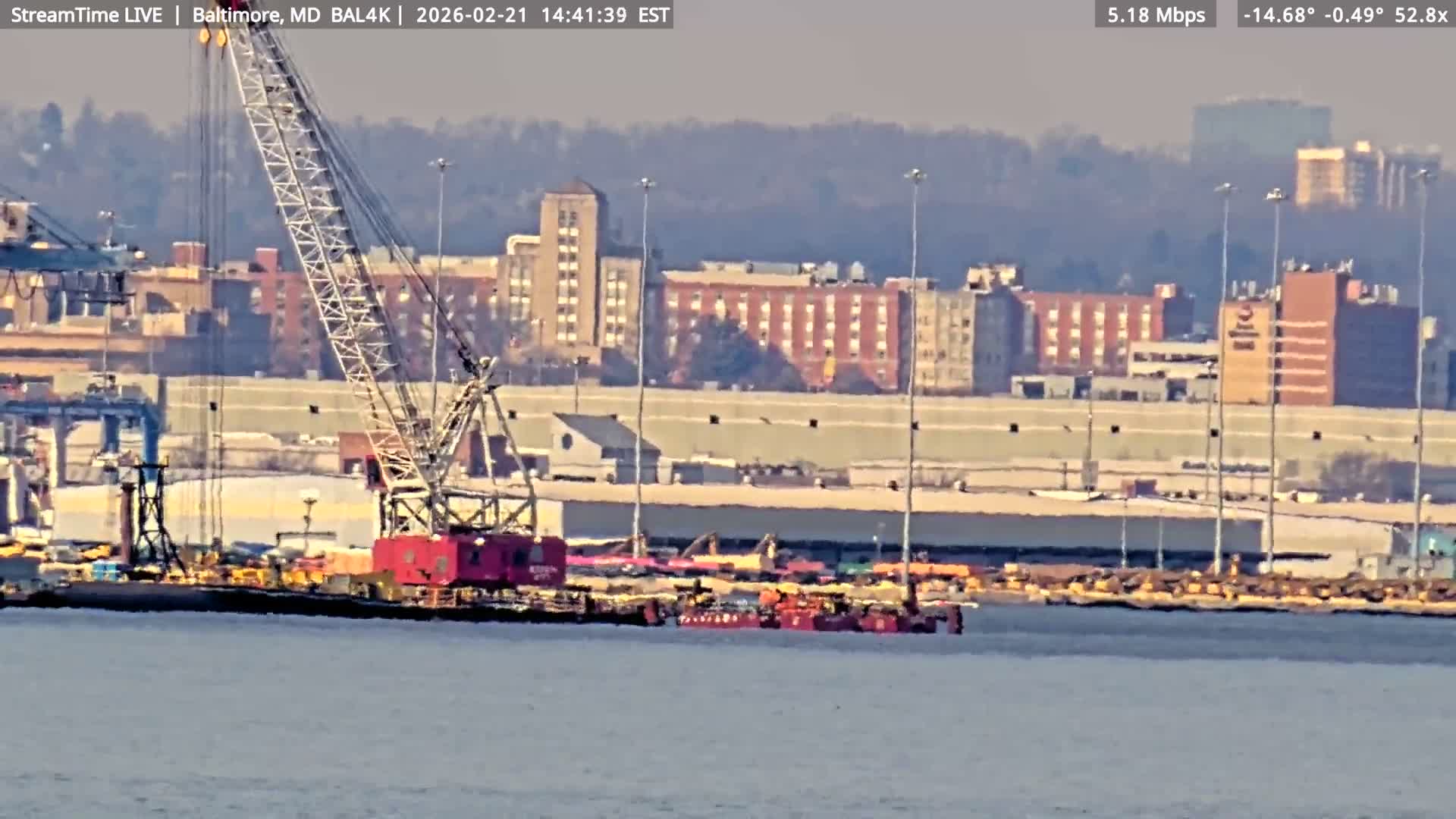 Port of Baltimore, Francis Scott Key Bridge, & Dundalk Marine Terminal & Patapsco River View from Fort Smallwood Park Live Cam - Pasadena, Anne Arundel, Maryland, USA
