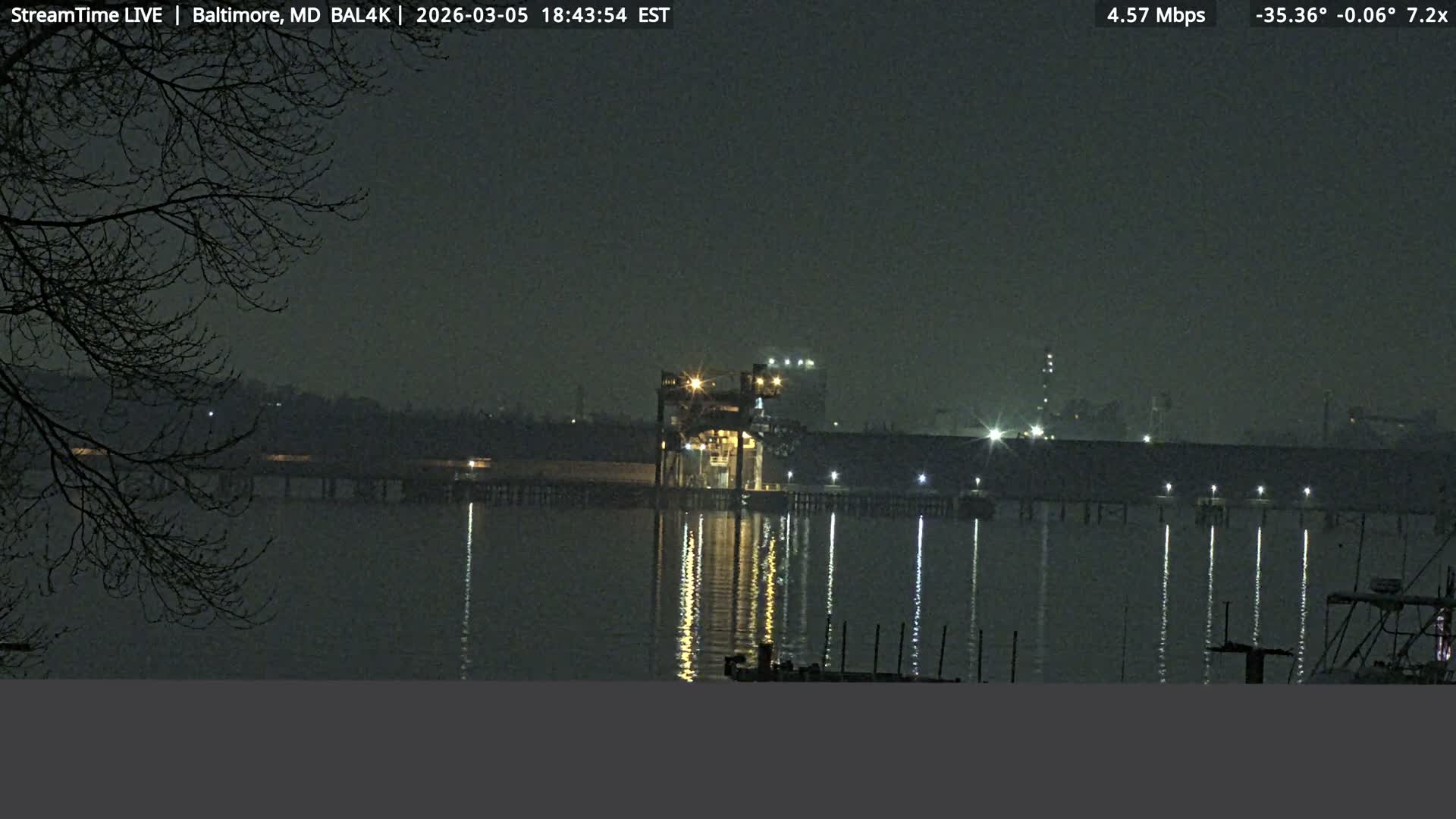 Port of Baltimore, Francis Scott Key Bridge, & Dundalk Marine Terminal & Patapsco River View from Fort Smallwood Park Live Cam - Pasadena, Anne Arundel, Maryland, USA