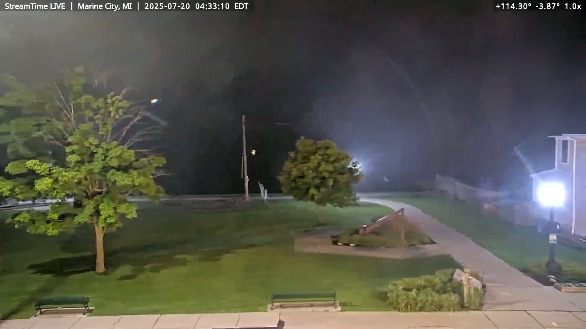 USA - Canada Border, Marine City Village & St Clair River Live Cam - Marine City, St. Clair, Michigan, USA