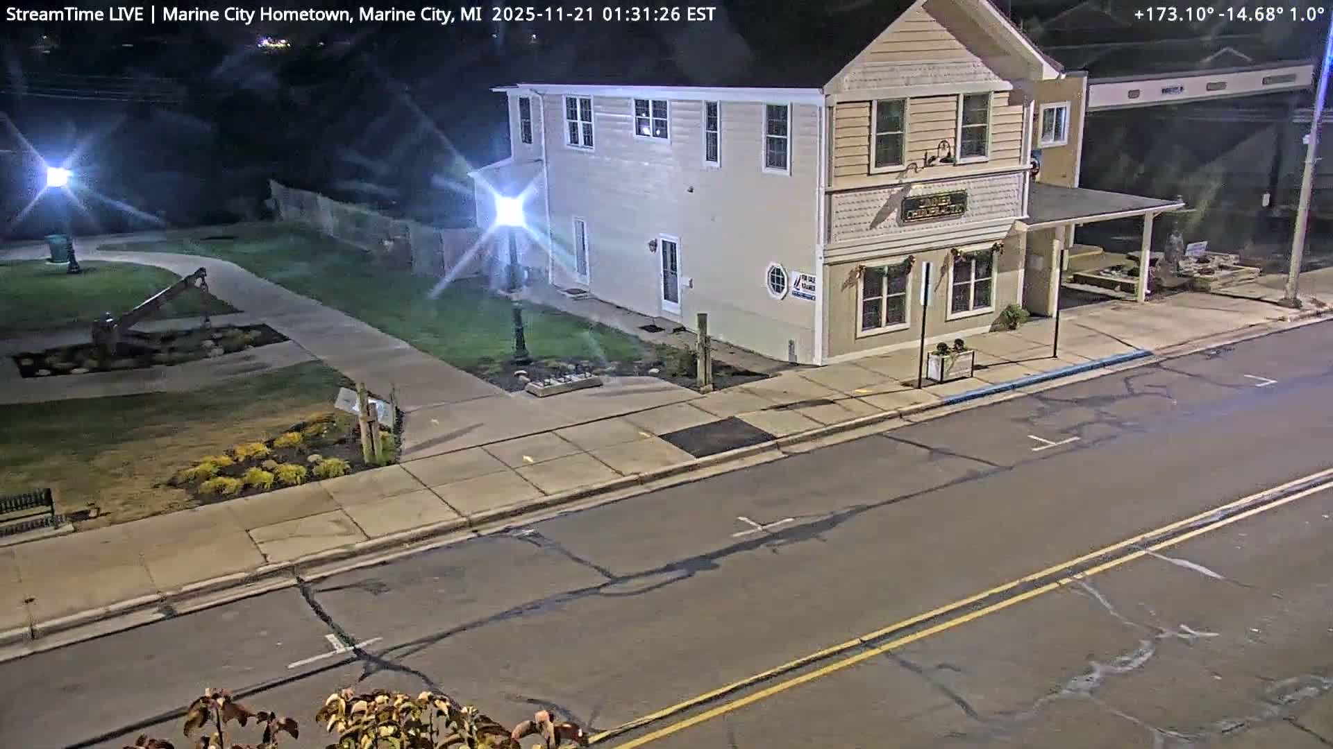 USA - Canada Border, Marine City Village & St Clair River Live Cam - Marine City, St. Clair, Michigan, USA