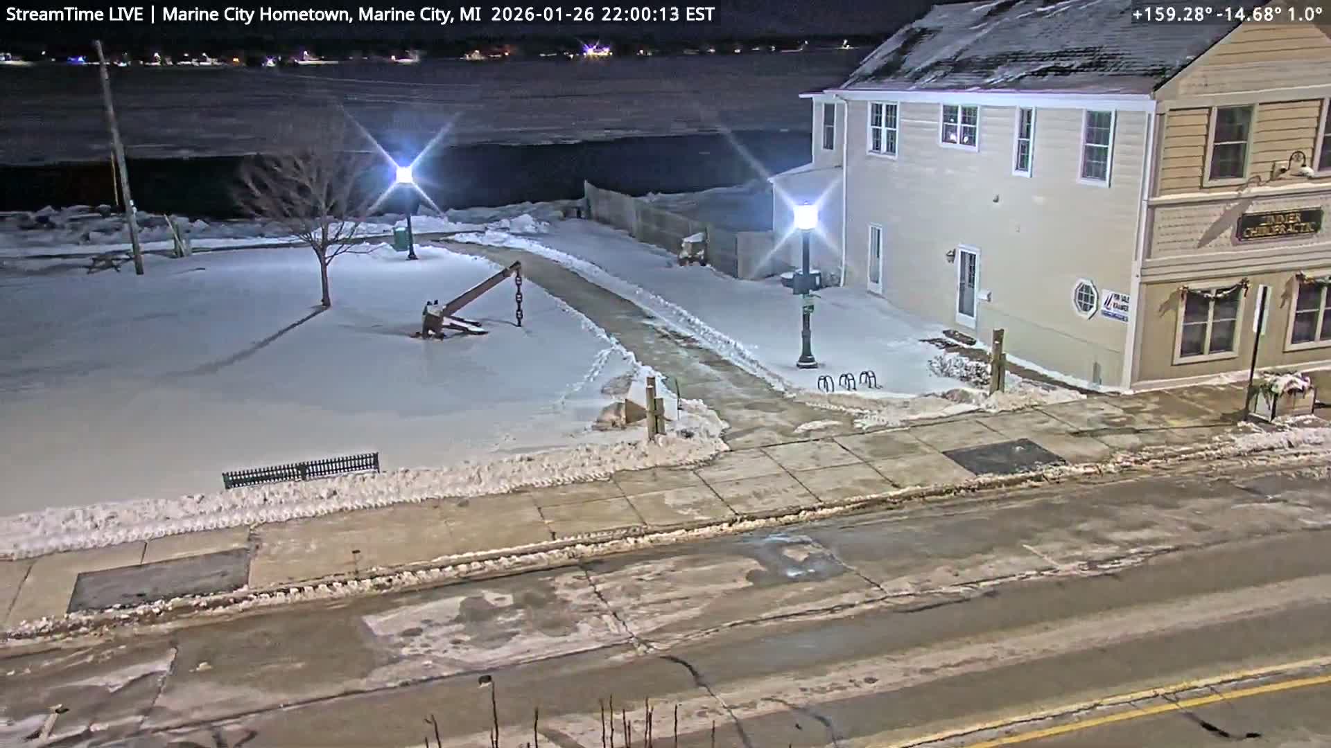 USA - Canada Border, Marine City Village & St Clair River Live Cam - Marine City, St. Clair, Michigan, USA