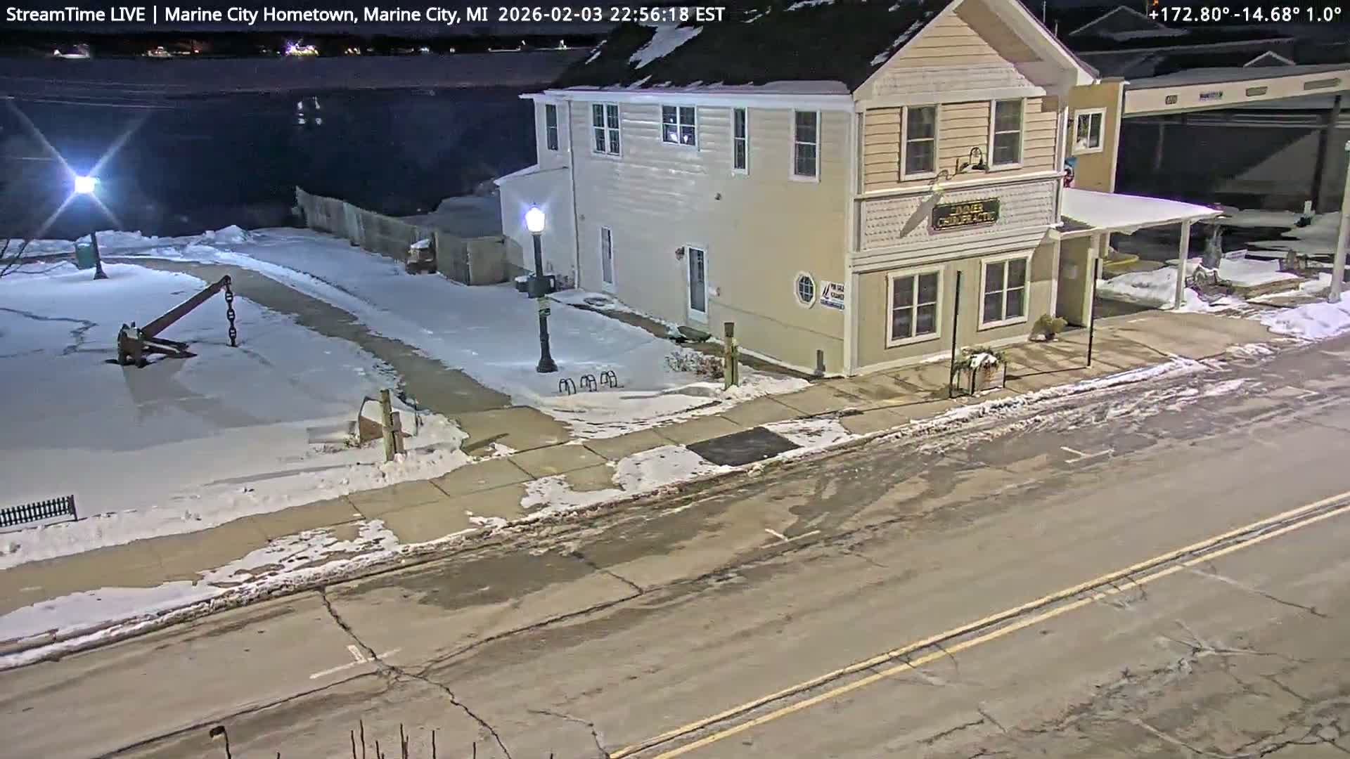 USA - Canada Border, Marine City Village & St Clair River Live Cam - Marine City, St. Clair, Michigan, USA