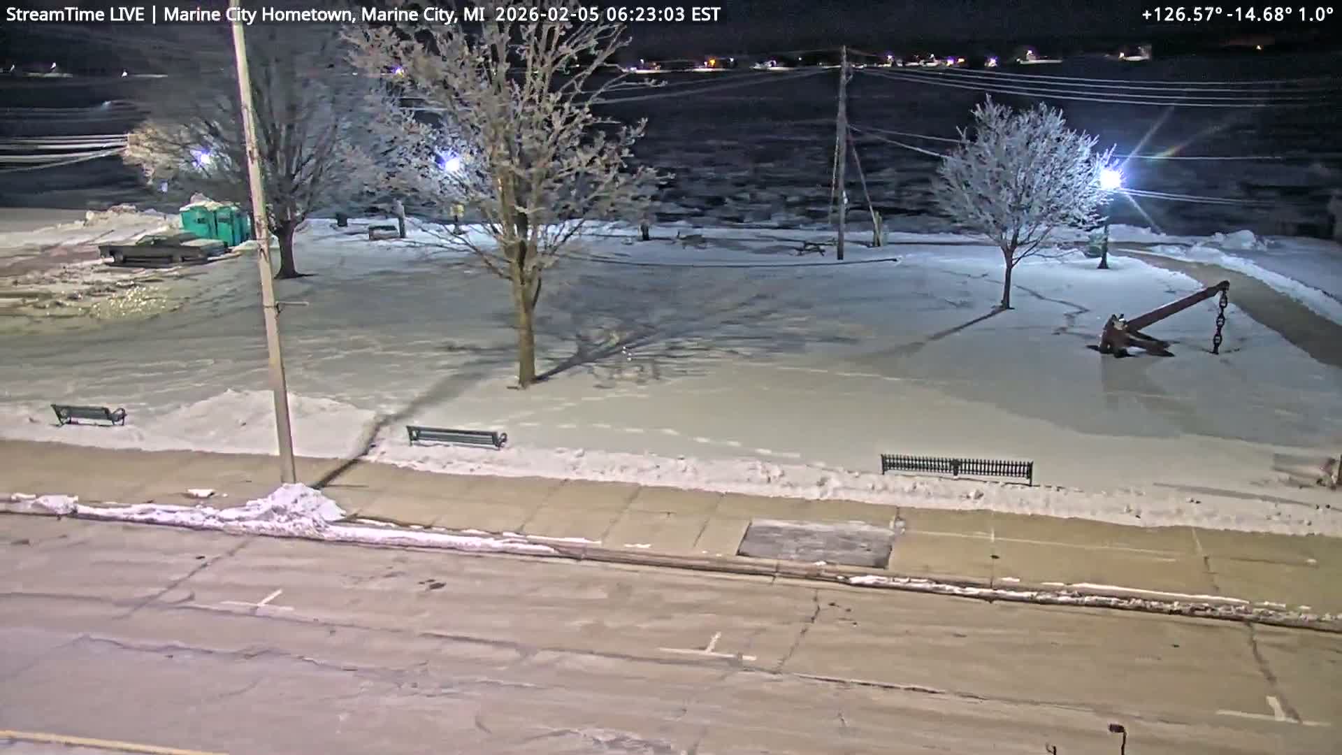 USA - Canada Border, Marine City Village & St Clair River Live Cam - Marine City, St. Clair, Michigan, USA