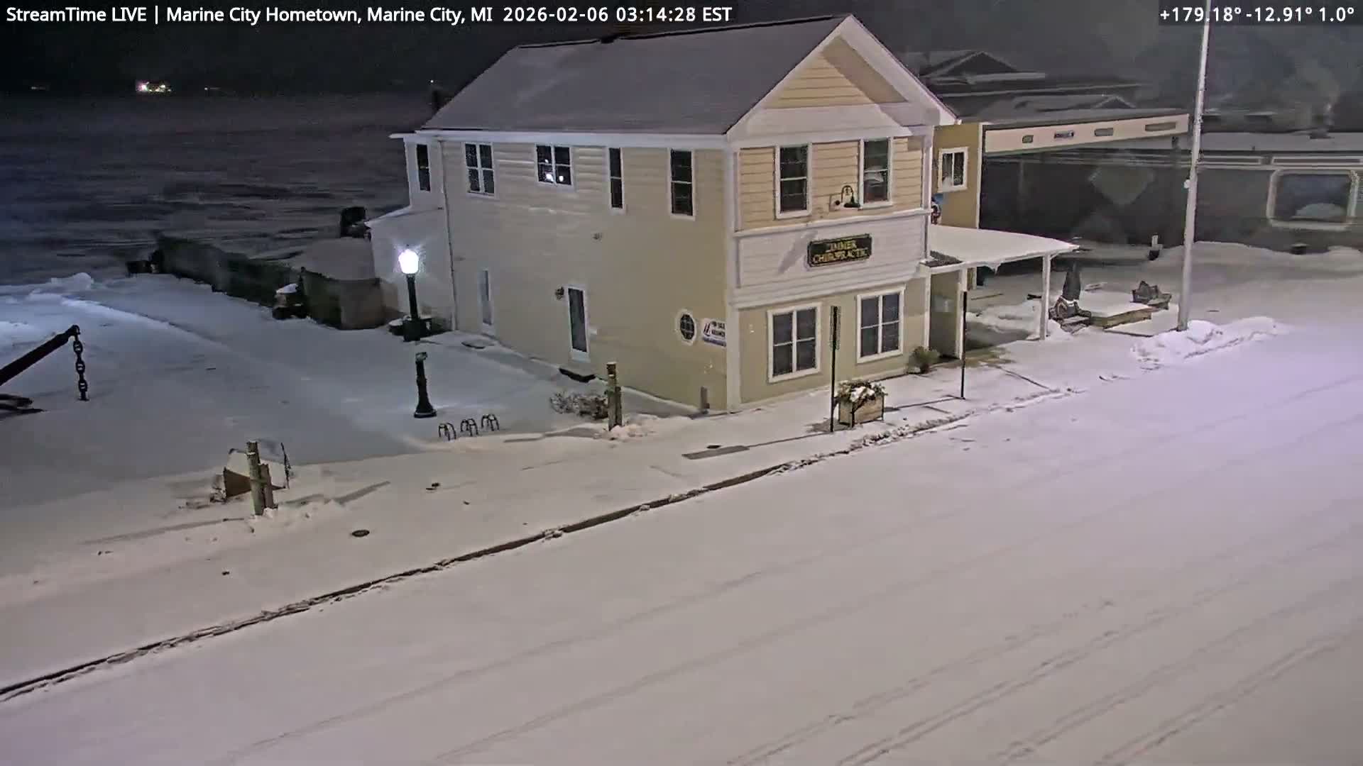 USA - Canada Border, Marine City Village & St Clair River Live Cam - Marine City, St. Clair, Michigan, USA