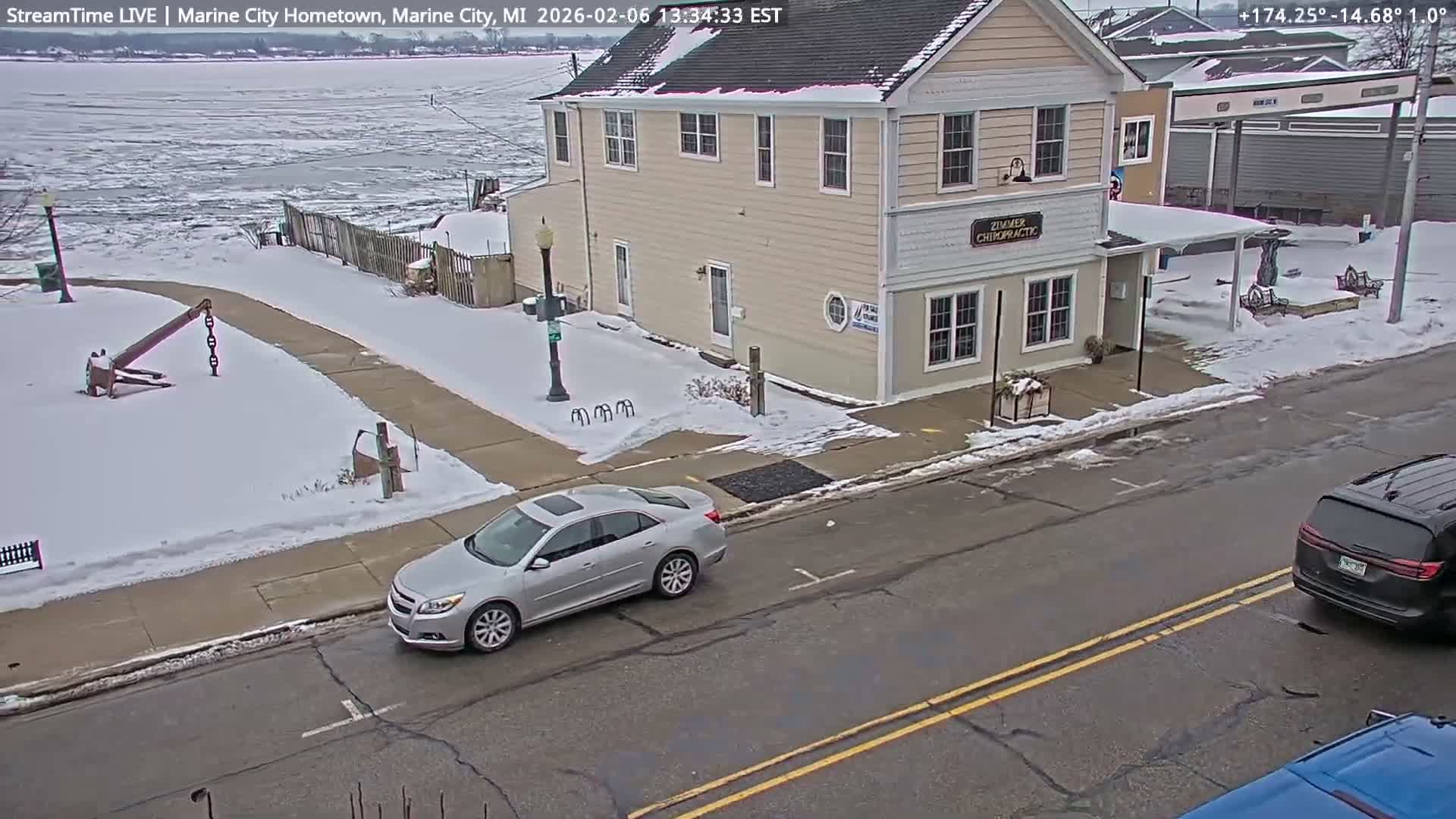 USA - Canada Border, Marine City Village & St Clair River Live Cam - Marine City, St. Clair, Michigan, USA