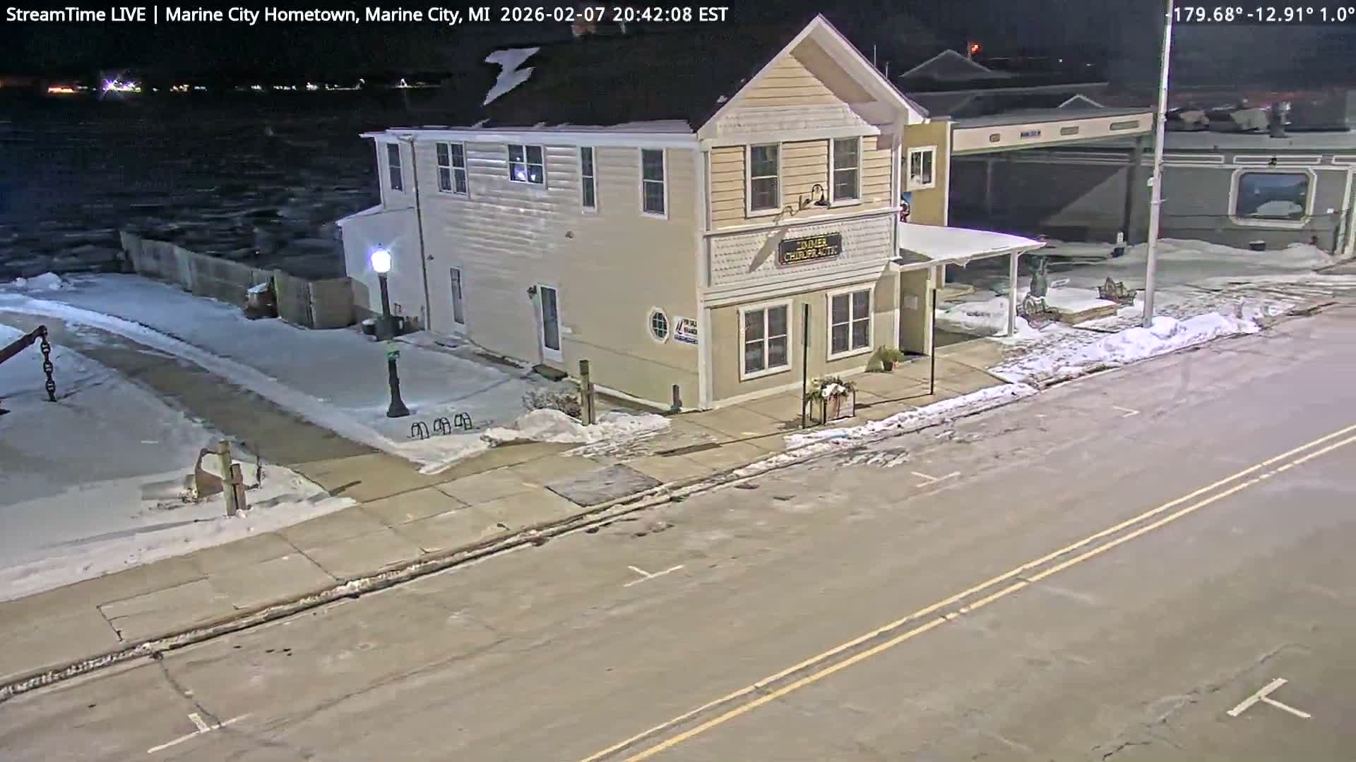 USA - Canada Border, Marine City Village & St Clair River Live Cam - Marine City, St. Clair, Michigan, USA