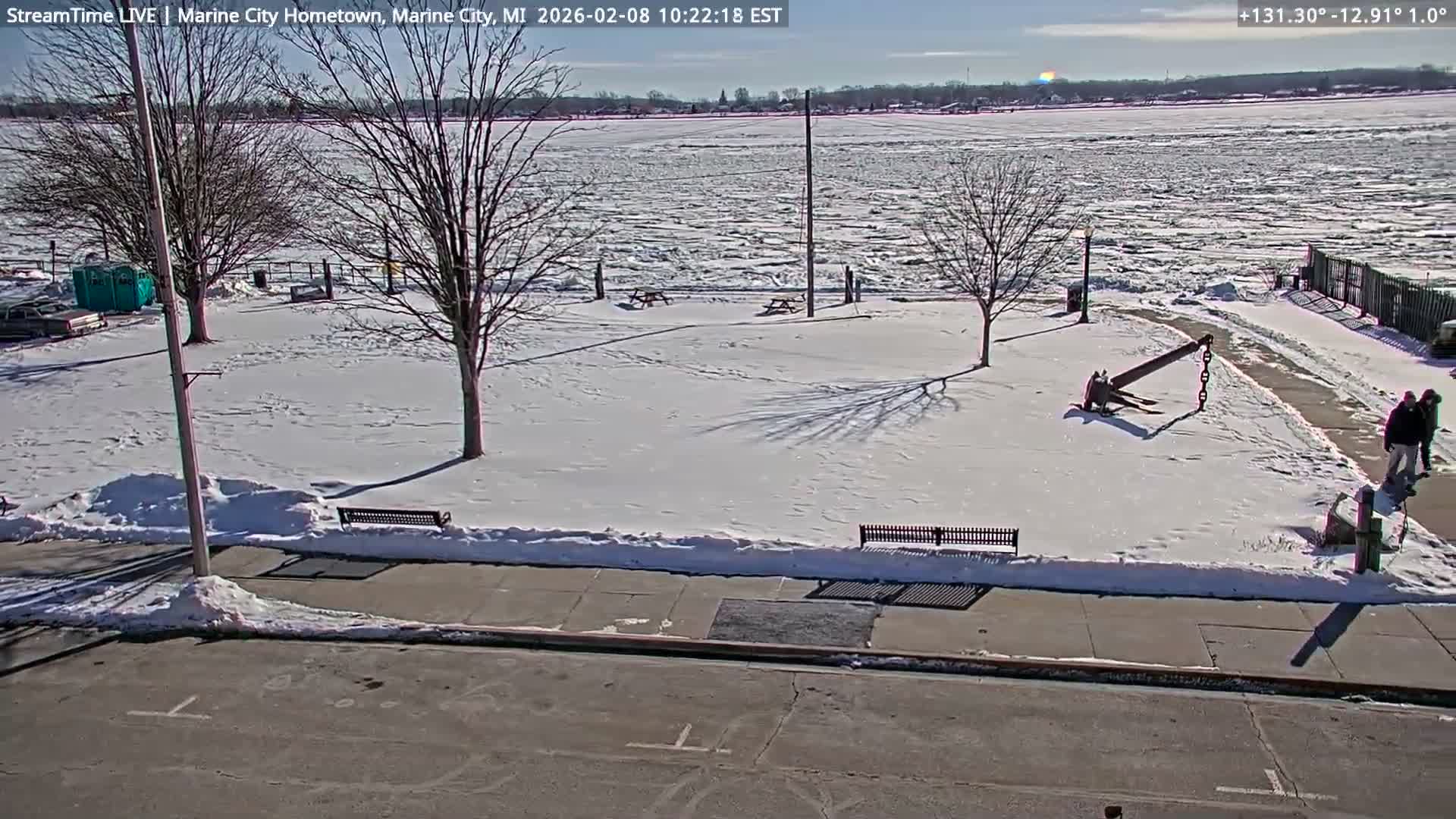 USA - Canada Border, Marine City Village & St Clair River Live Cam - Marine City, St. Clair, Michigan, USA
