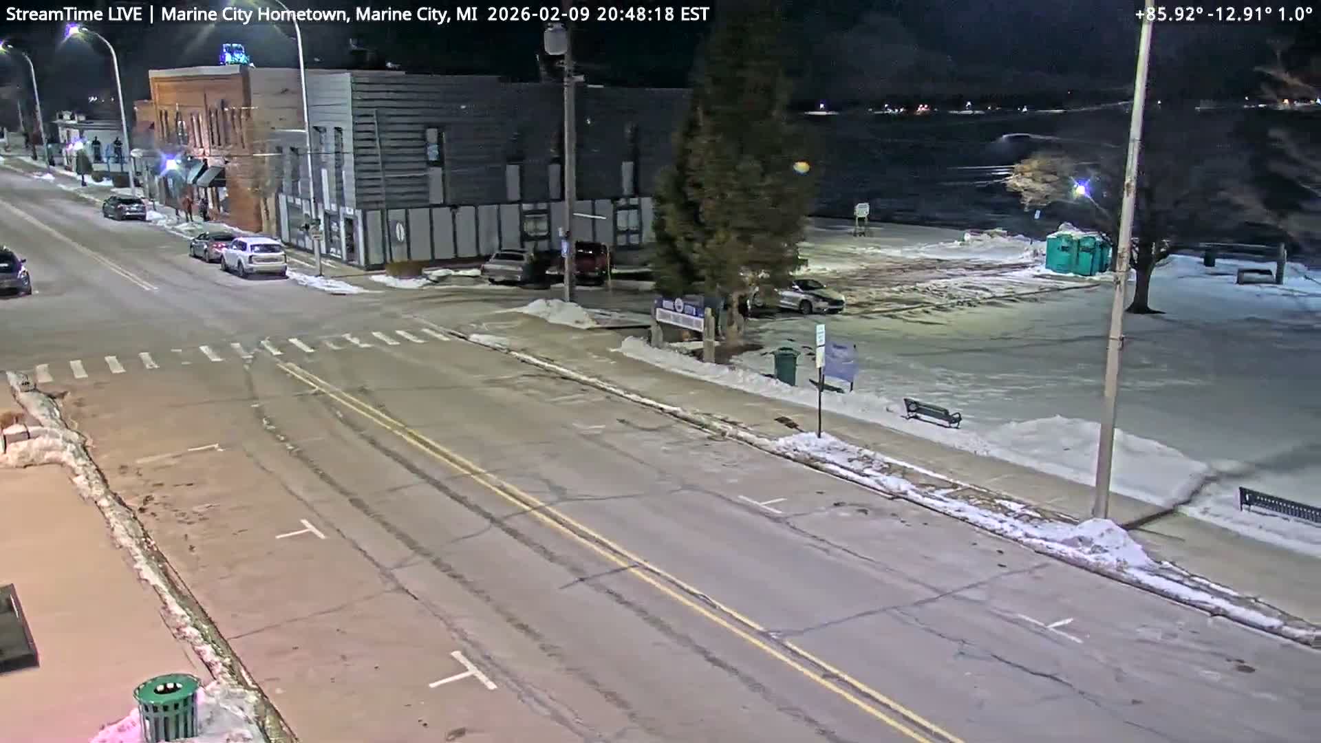 USA - Canada Border, Marine City Village & St Clair River Live Cam - Marine City, St. Clair, Michigan, USA