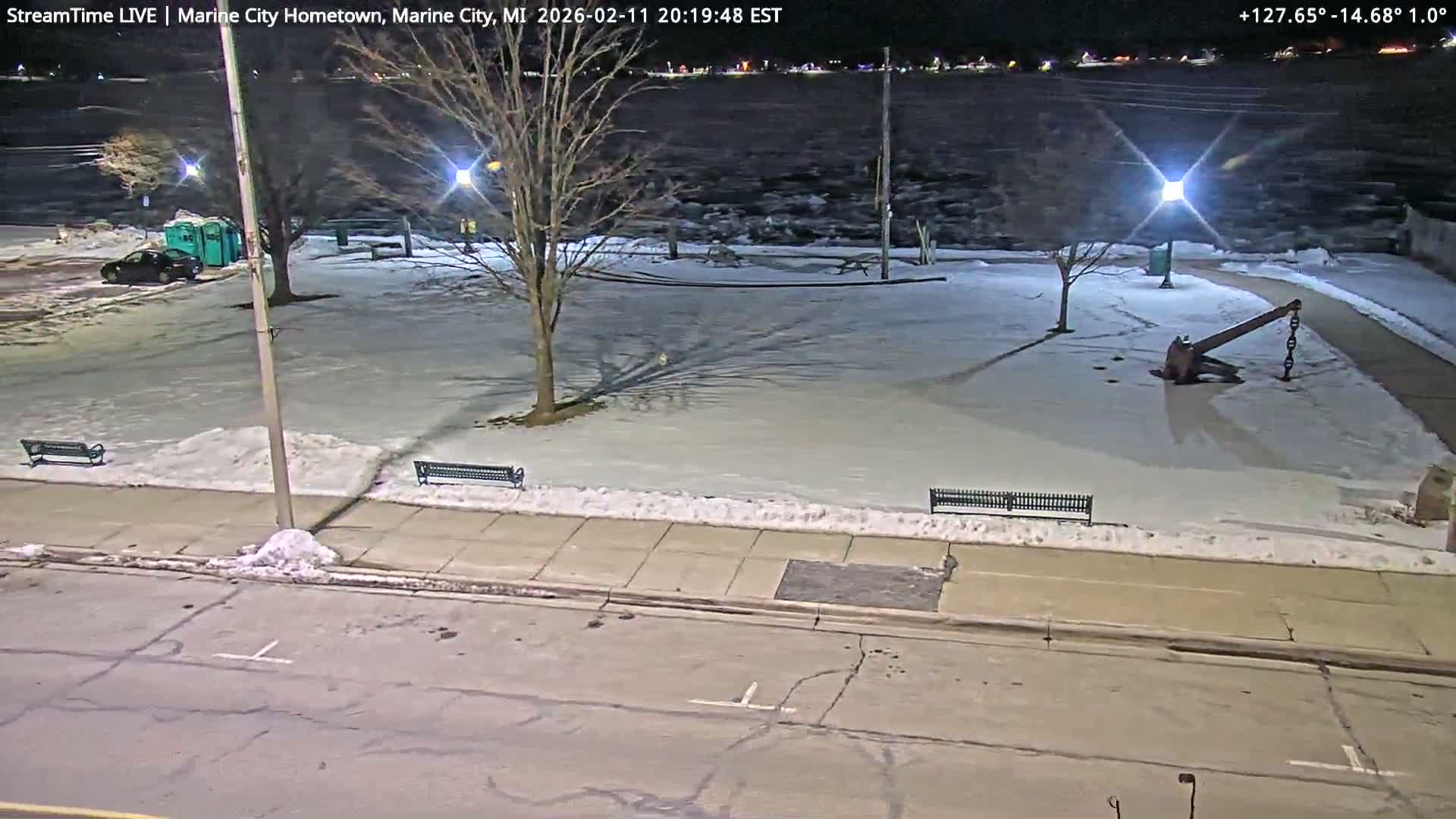 USA - Canada Border, Marine City Village & St Clair River Live Cam - Marine City, St. Clair, Michigan, USA