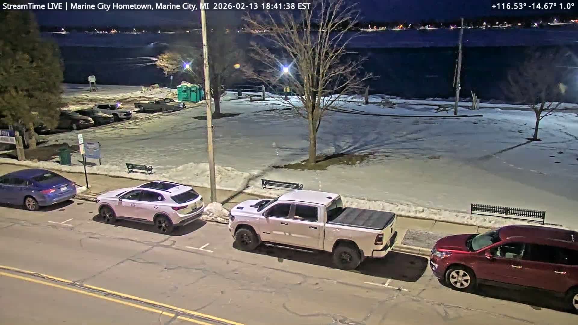 USA - Canada Border, Marine City Village & St Clair River Live Cam - Marine City, St. Clair, Michigan, USA