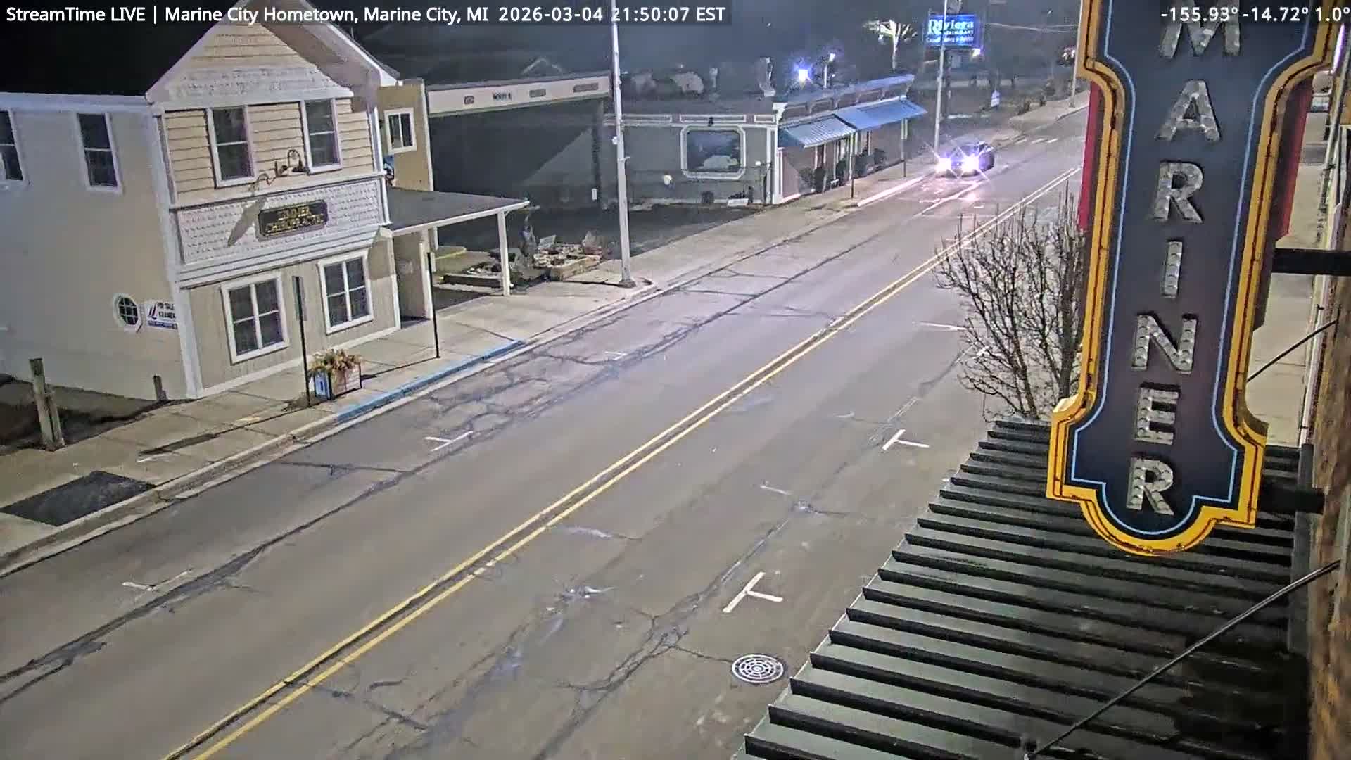 USA - Canada Border, Marine City Village & St Clair River Live Cam - Marine City, St. Clair, Michigan, USA