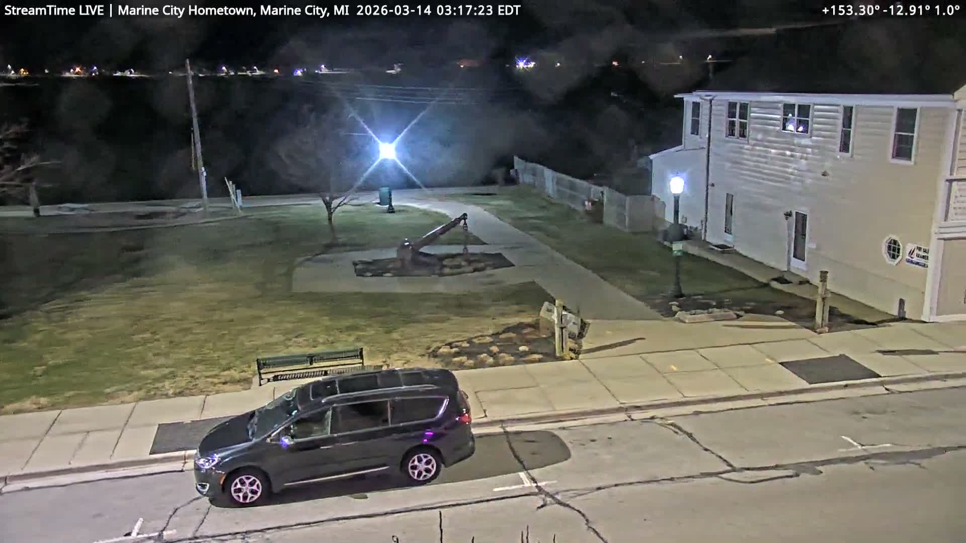 USA - Canada Border, Marine City Village & St Clair River Live Cam - Marine City, St. Clair, Michigan, USA