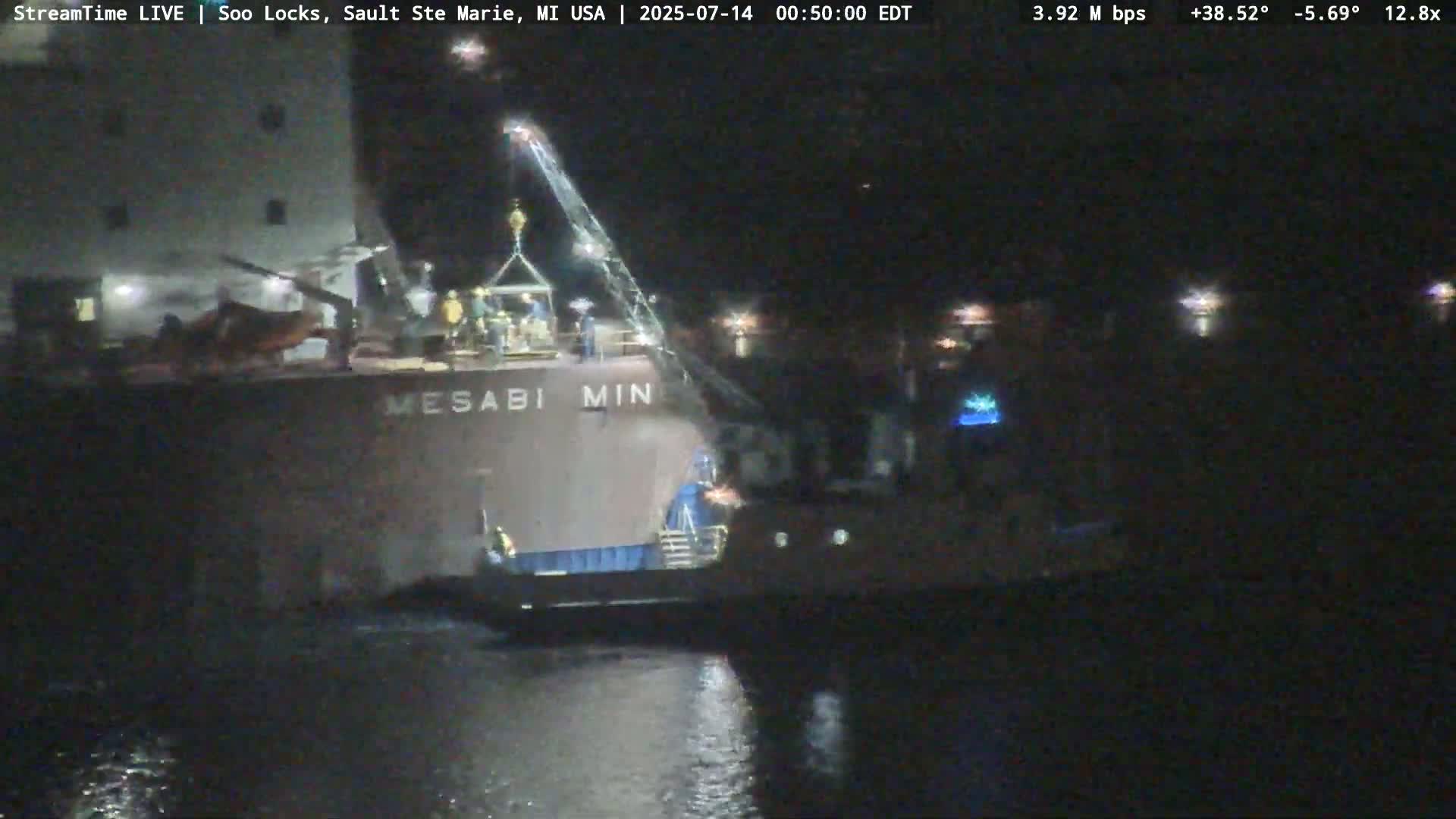 USA - Canada Border, Sault Ste. Marie USA / Sault Ste. Marie Canada Cities & St. Marys River Panoramic Live Cam - Sault Ste. Marie, Chippewa, Michigan, USA