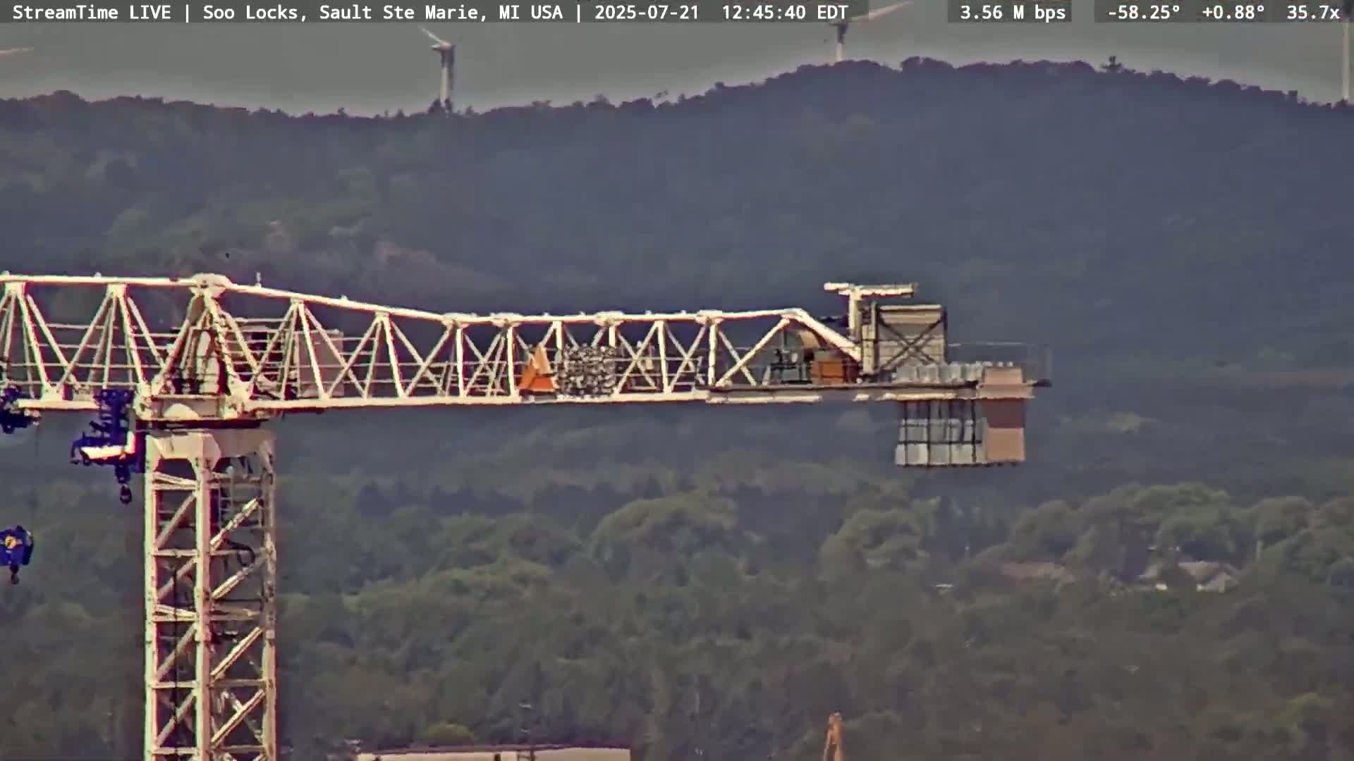 USA - Canada Border, Sault Ste. Marie USA / Sault Ste. Marie Canada Cities & St. Marys River Panoramic Live Cam - Sault Ste. Marie, Chippewa, Michigan, USA