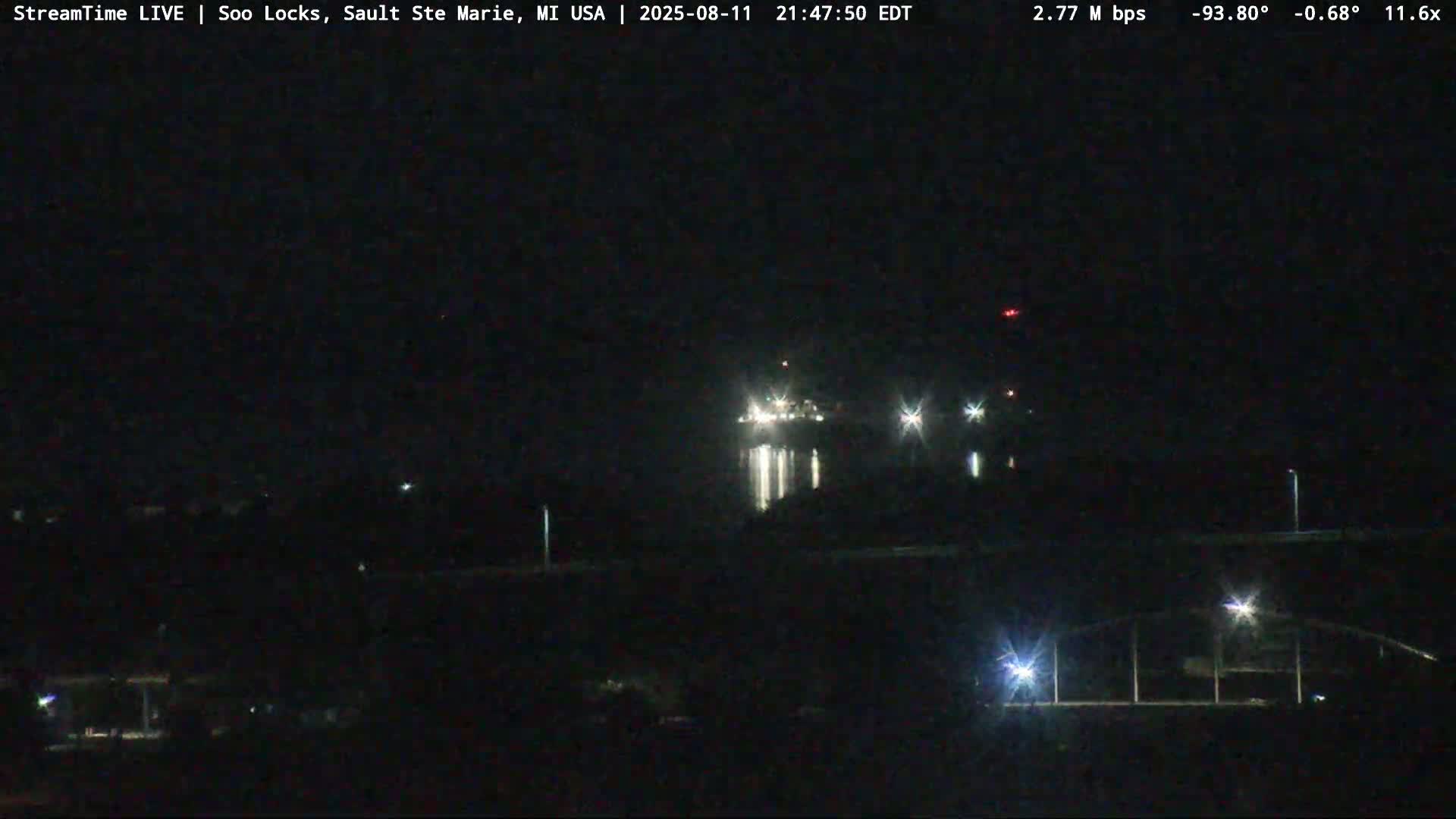 USA - Canada Border, Sault Ste. Marie USA / Sault Ste. Marie Canada Cities & St. Marys River Panoramic Live Cam - Sault Ste. Marie, Chippewa, Michigan, USA