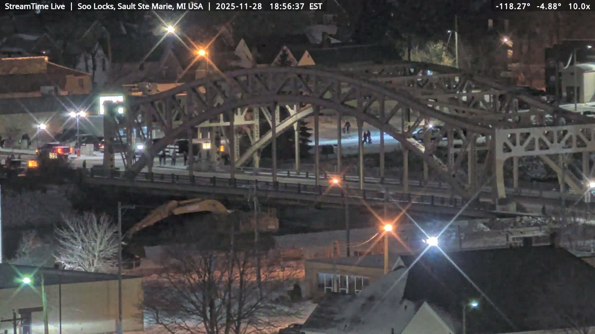 USA - Canada Border, Sault Ste. Marie USA / Sault Ste. Marie Canada Cities & St. Marys River Panoramic Live Cam - Sault Ste. Marie, Chippewa, Michigan, USA
