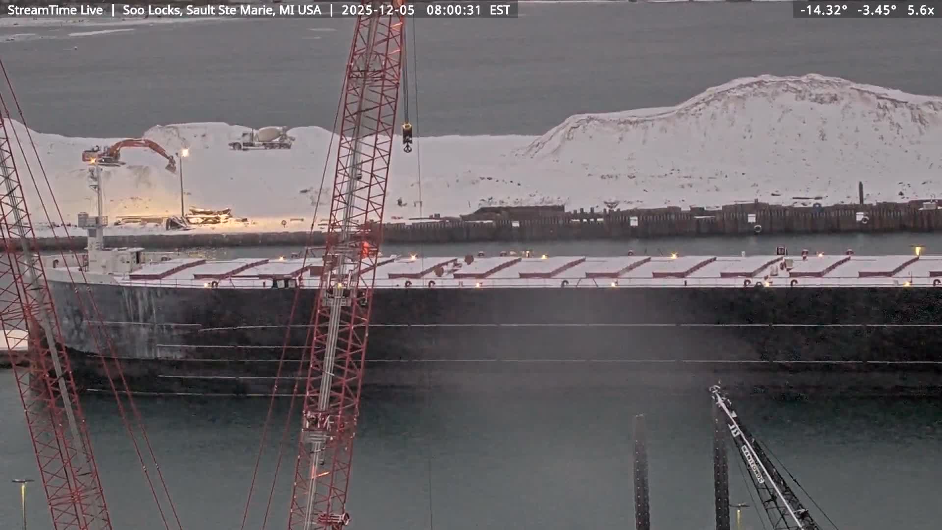 USA - Canada Border, Sault Ste. Marie USA / Sault Ste. Marie Canada Cities & St. Marys River Panoramic Live Cam - Sault Ste. Marie, Chippewa, Michigan, USA