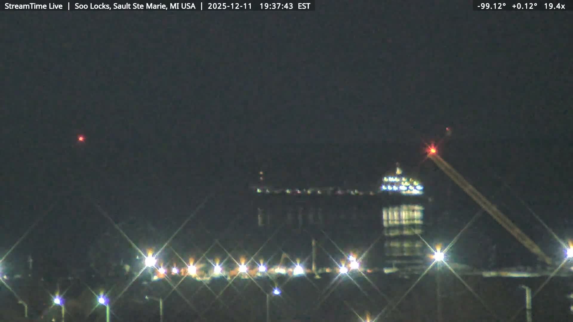 USA - Canada Border, Sault Ste. Marie USA / Sault Ste. Marie Canada Cities & St. Marys River Panoramic Live Cam - Sault Ste. Marie, Chippewa, Michigan, USA