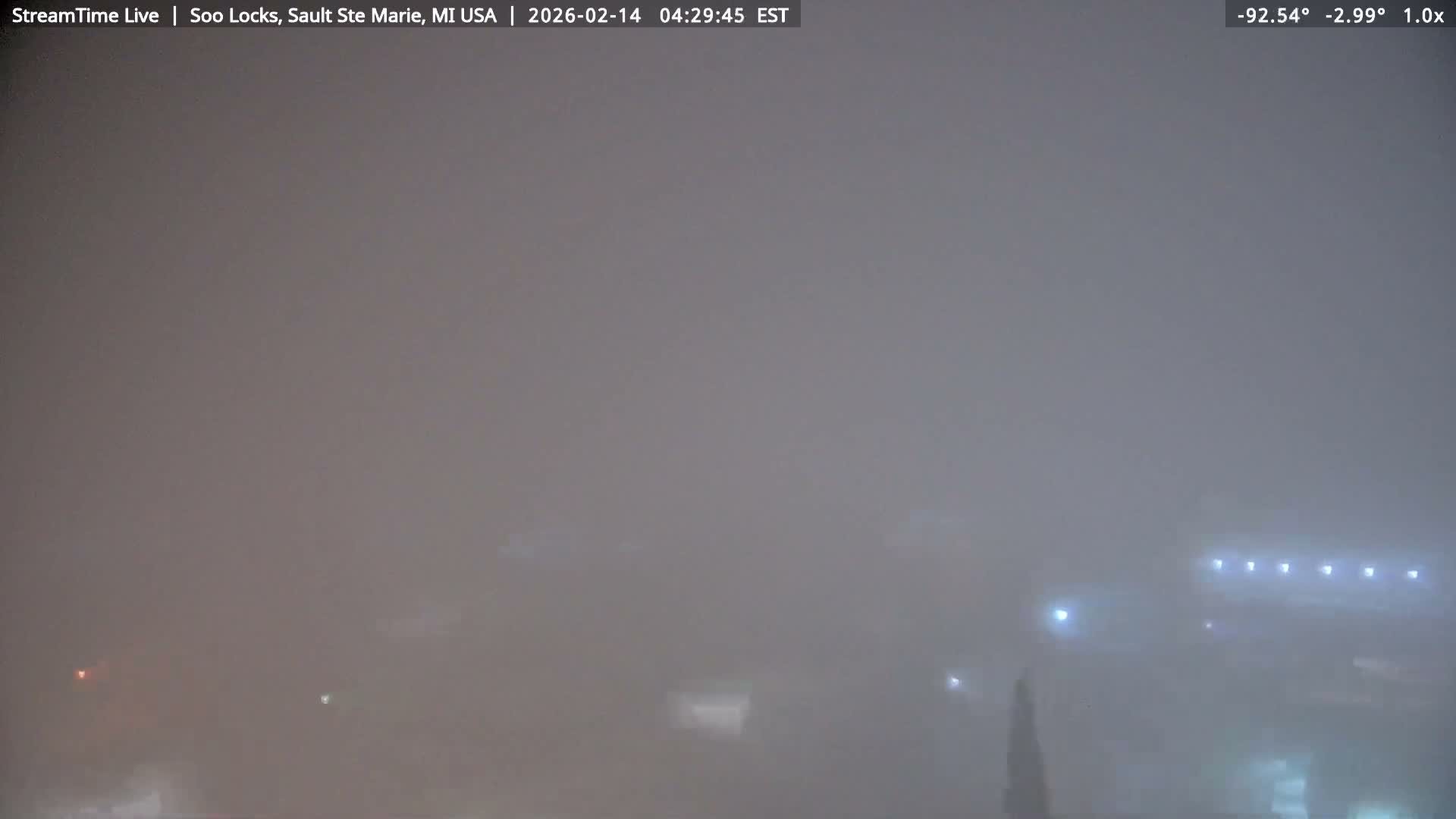 USA - Canada Border, Sault Ste. Marie USA / Sault Ste. Marie Canada Cities & St. Marys River Panoramic Live Cam - Sault Ste. Marie, Chippewa, Michigan, USA
