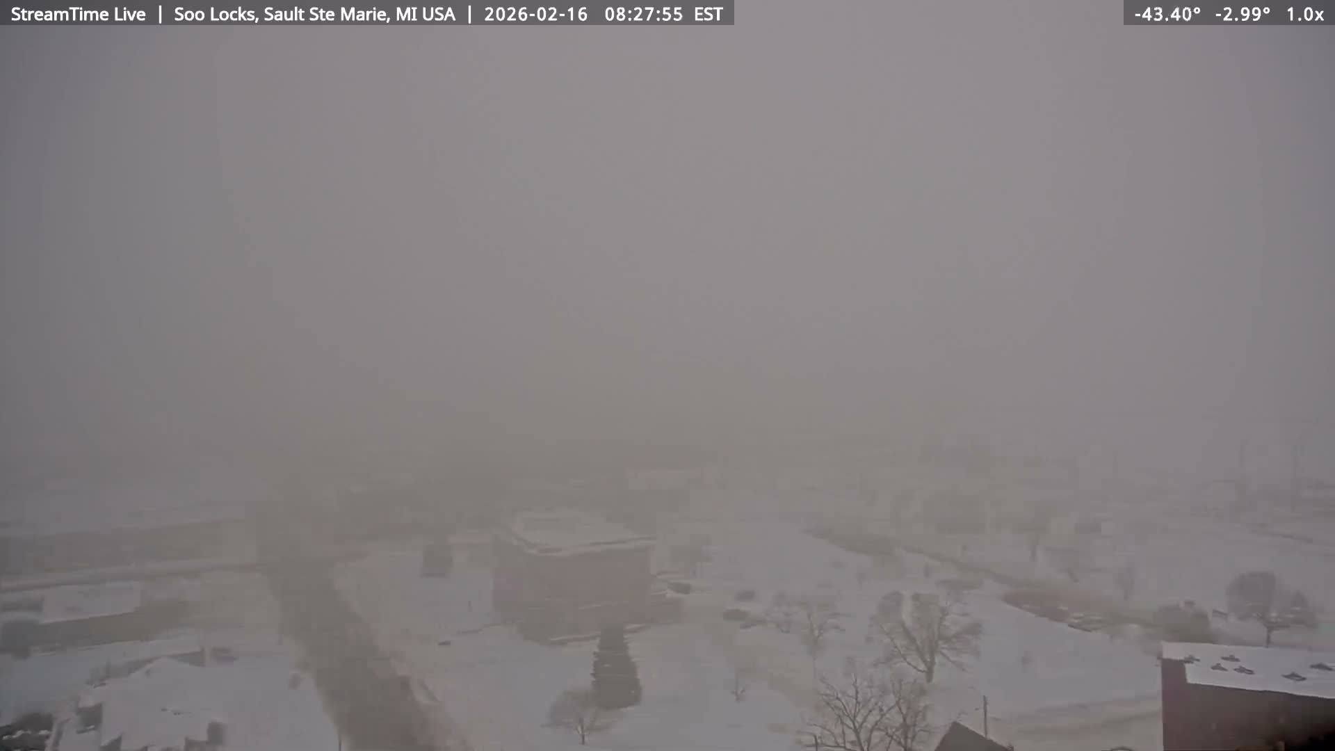 USA - Canada Border, Sault Ste. Marie USA / Sault Ste. Marie Canada Cities & St. Marys River Panoramic Live Cam - Sault Ste. Marie, Chippewa, Michigan, USA