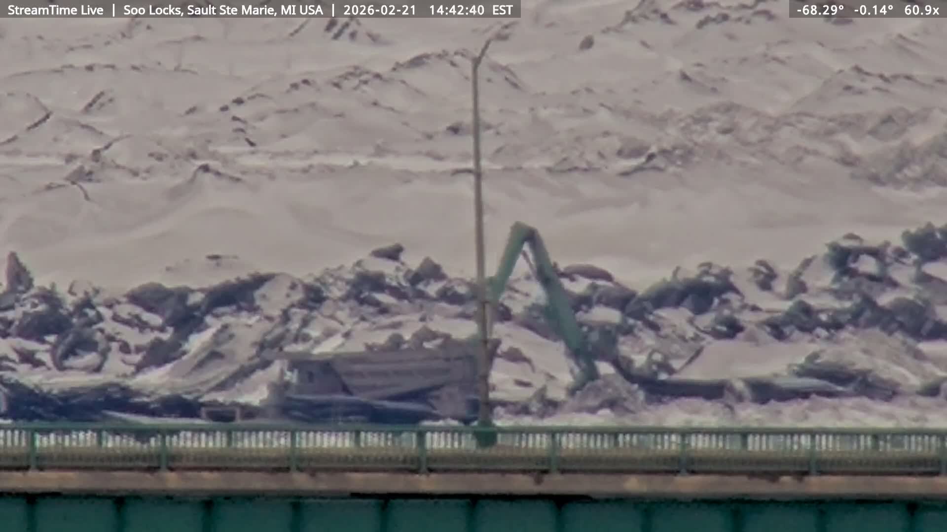 USA - Canada Border, Sault Ste. Marie USA / Sault Ste. Marie Canada Cities & St. Marys River Panoramic Live Cam - Sault Ste. Marie, Chippewa, Michigan, USA