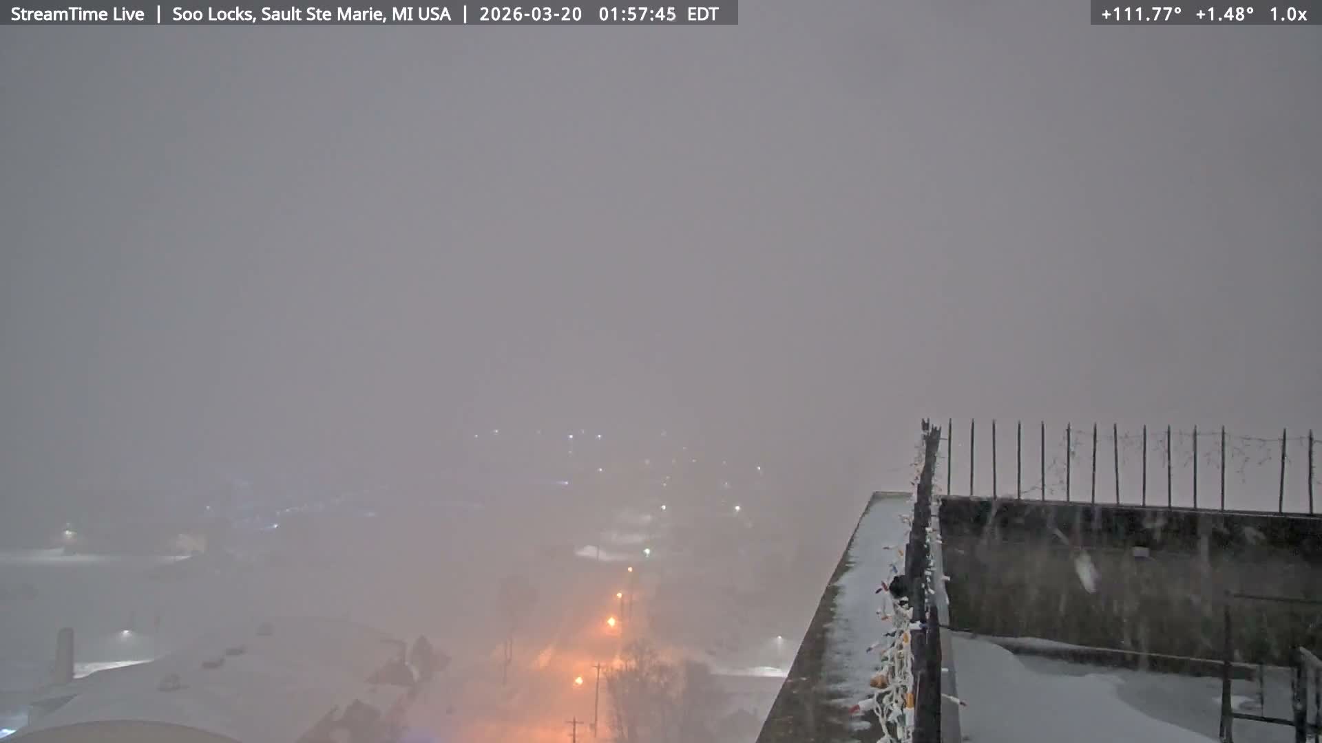 USA - Canada Border, Sault Ste. Marie USA / Sault Ste. Marie Canada Cities & St. Marys River Panoramic Live Cam - Sault Ste. Marie, Chippewa, Michigan, USA