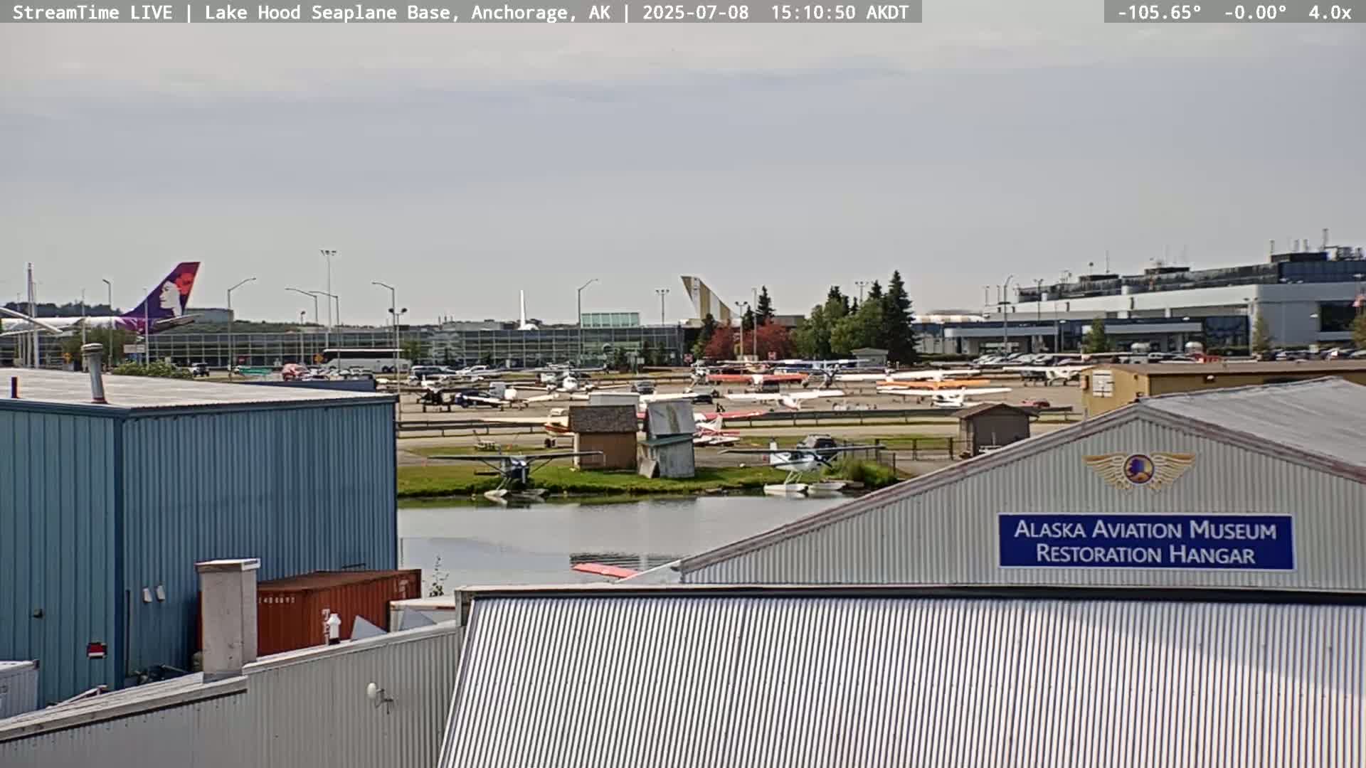 Anchorage, Lake Hood Seaplane Base / Ted Stevens International Airport Live Cam ANC / PANC - Turnagain, Anchorage, Alaska, USA