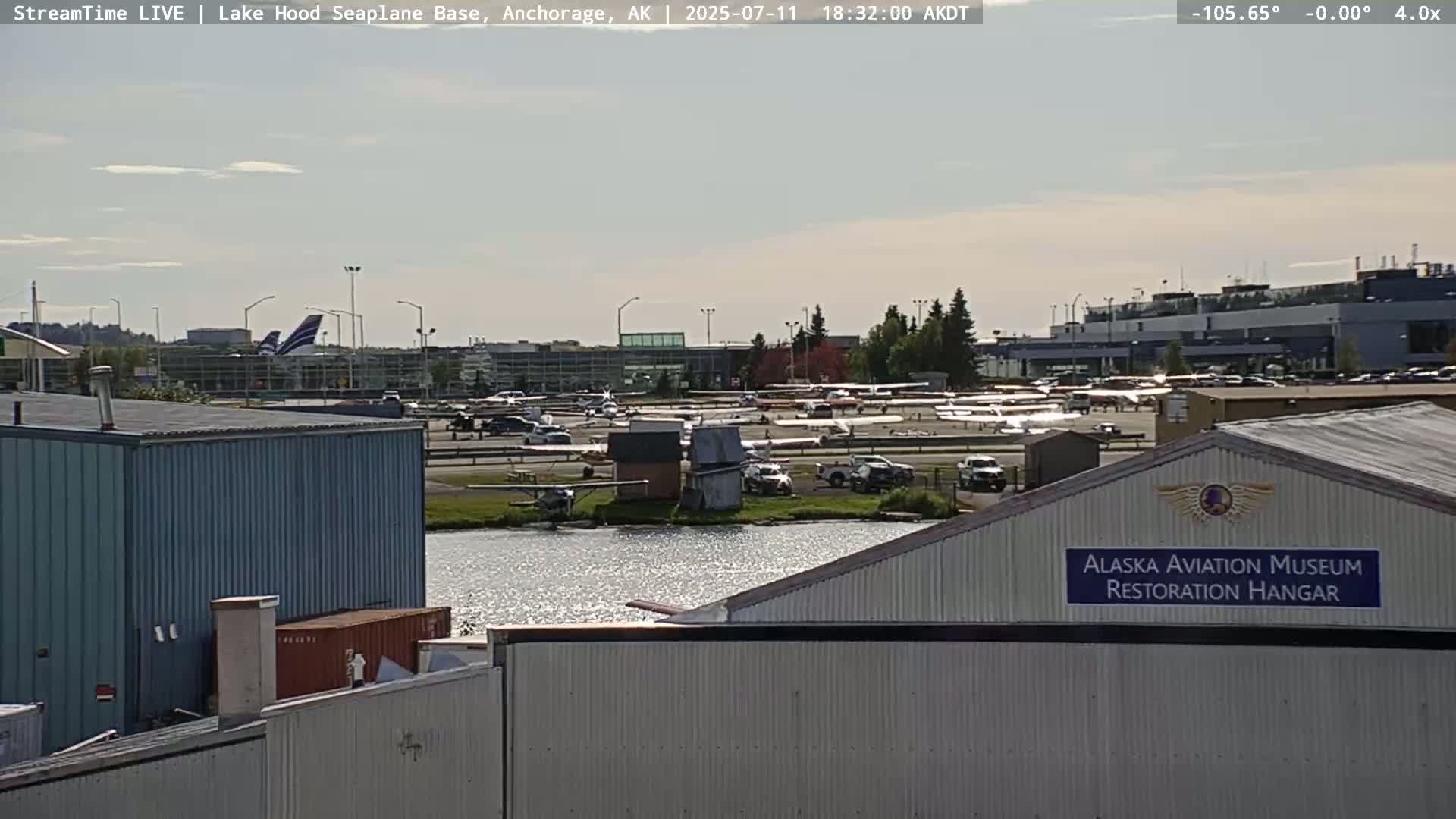 Anchorage, Lake Hood Seaplane Base / Ted Stevens International Airport Live Cam ANC / PANC - Turnagain, Anchorage, Alaska, USA