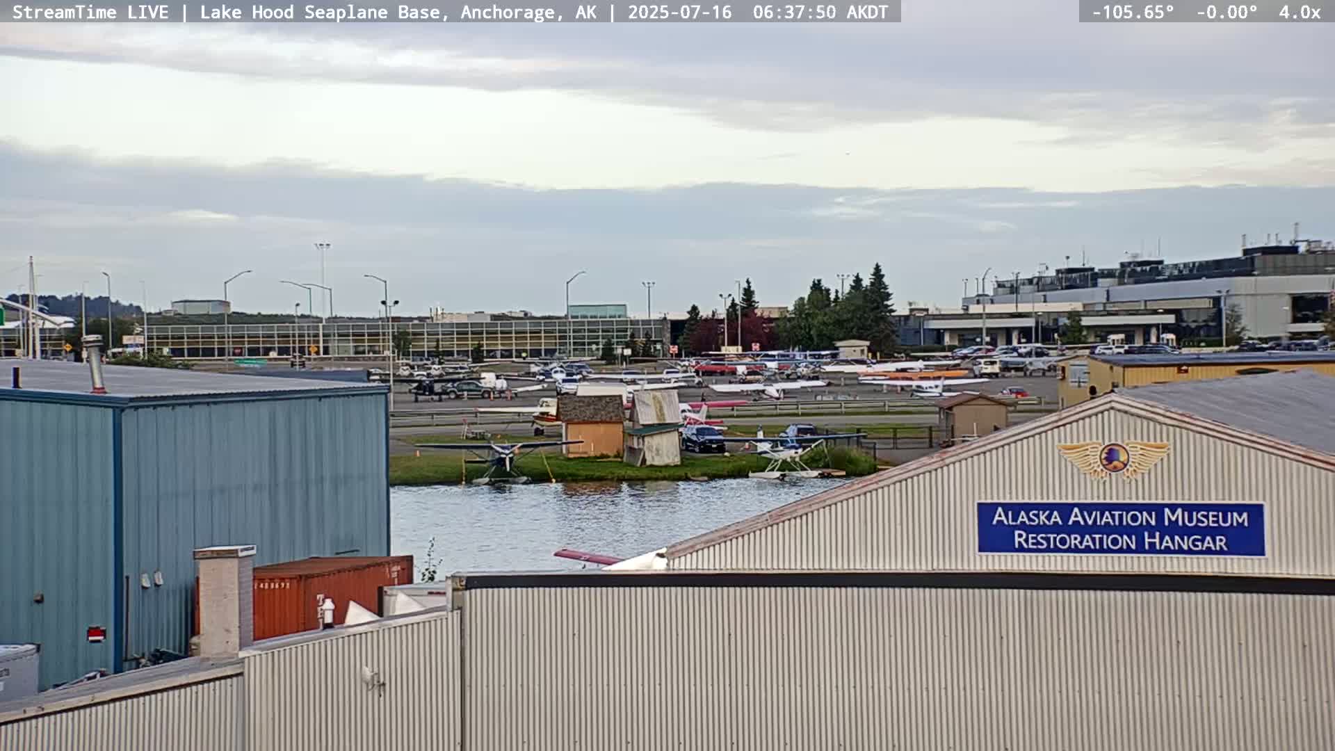 Anchorage, Lake Hood Seaplane Base / Ted Stevens International Airport Live Cam ANC / PANC - Turnagain, Anchorage, Alaska, USA