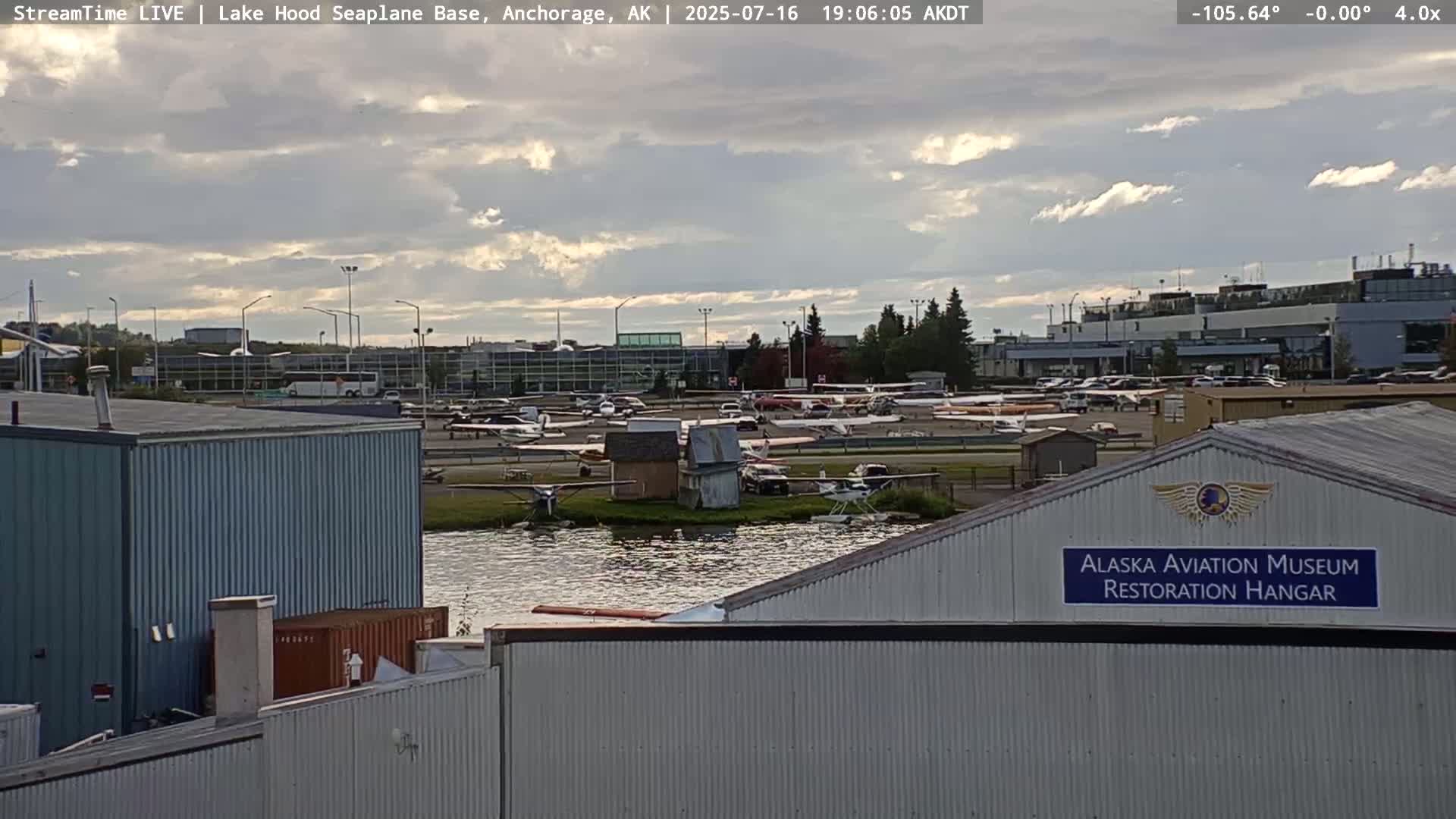 Anchorage, Lake Hood Seaplane Base / Ted Stevens International Airport Live Cam ANC / PANC - Turnagain, Anchorage, Alaska, USA