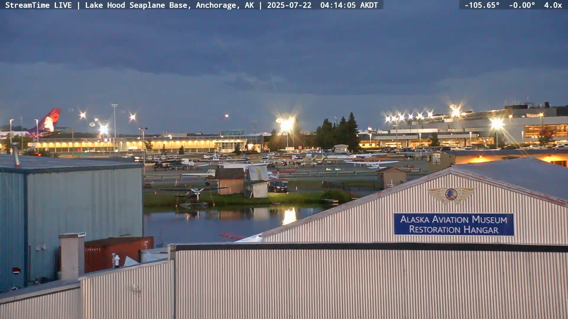 Anchorage, Lake Hood Seaplane Base / Ted Stevens International Airport Live Cam ANC / PANC - Turnagain, Anchorage, Alaska, USA
