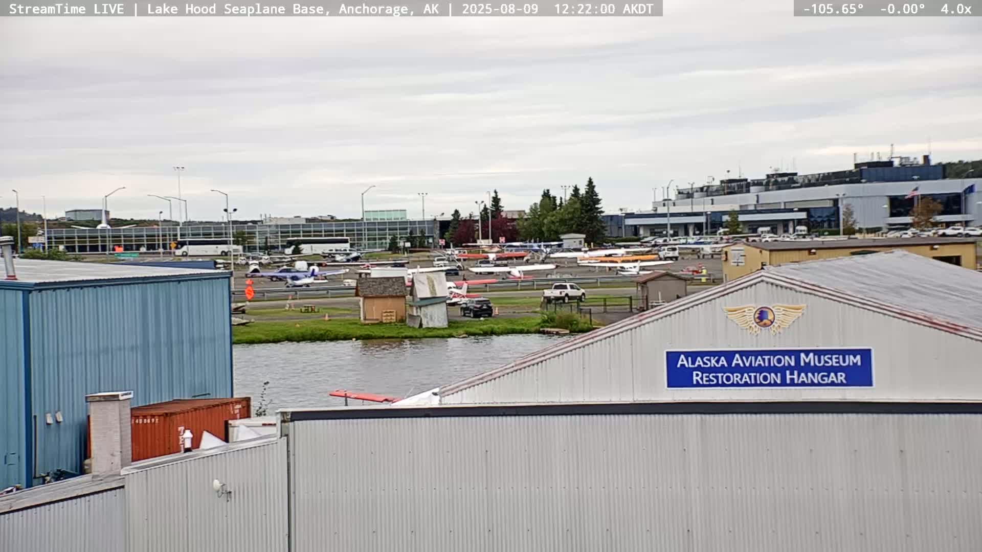 Anchorage, Lake Hood Seaplane Base / Ted Stevens International Airport Live Cam ANC / PANC - Turnagain, Anchorage, Alaska, USA