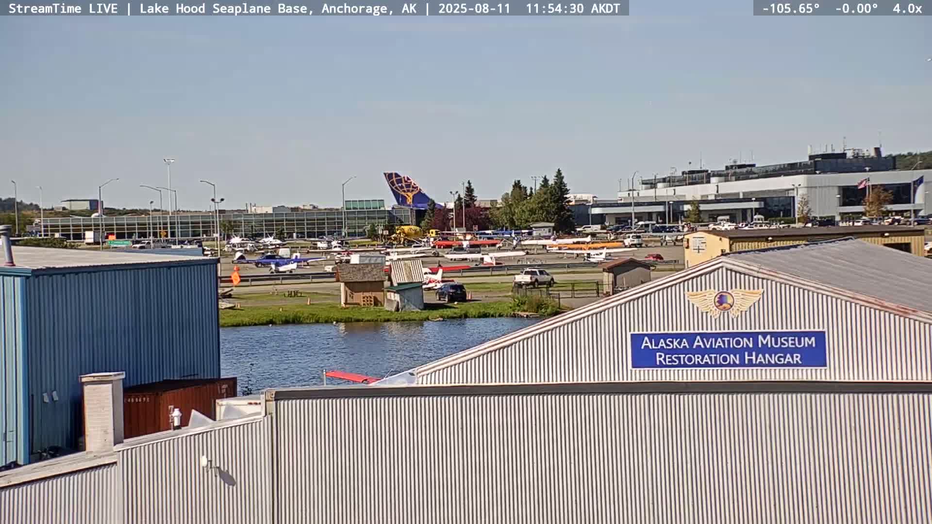Anchorage, Lake Hood Seaplane Base / Ted Stevens International Airport Live Cam ANC / PANC - Turnagain, Anchorage, Alaska, USA