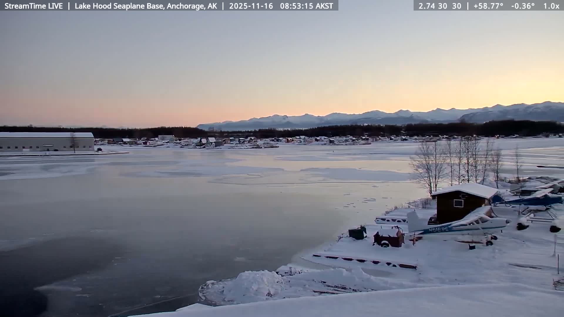 Anchorage, Lake Hood Seaplane Base / Ted Stevens International Airport Live Cam ANC / PANC - Turnagain, Anchorage, Alaska, USA