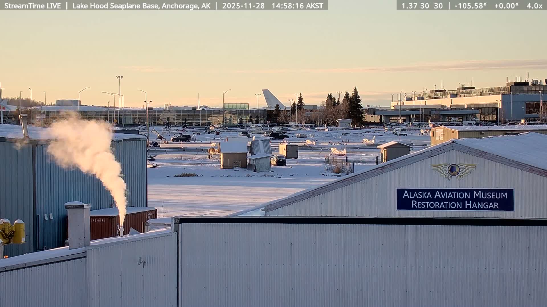 Anchorage, Lake Hood Seaplane Base / Ted Stevens International Airport Live Cam ANC / PANC - Turnagain, Anchorage, Alaska, USA