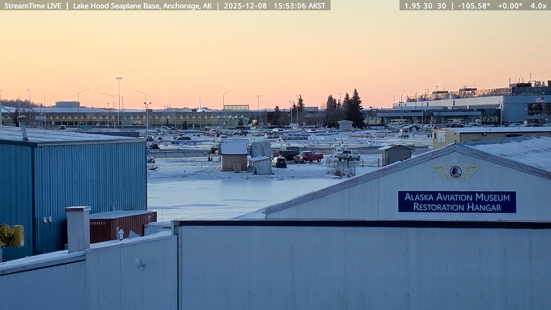 Anchorage, Lake Hood Seaplane Base / Ted Stevens International Airport Live Cam ANC / PANC - Turnagain, Anchorage, Alaska, USA