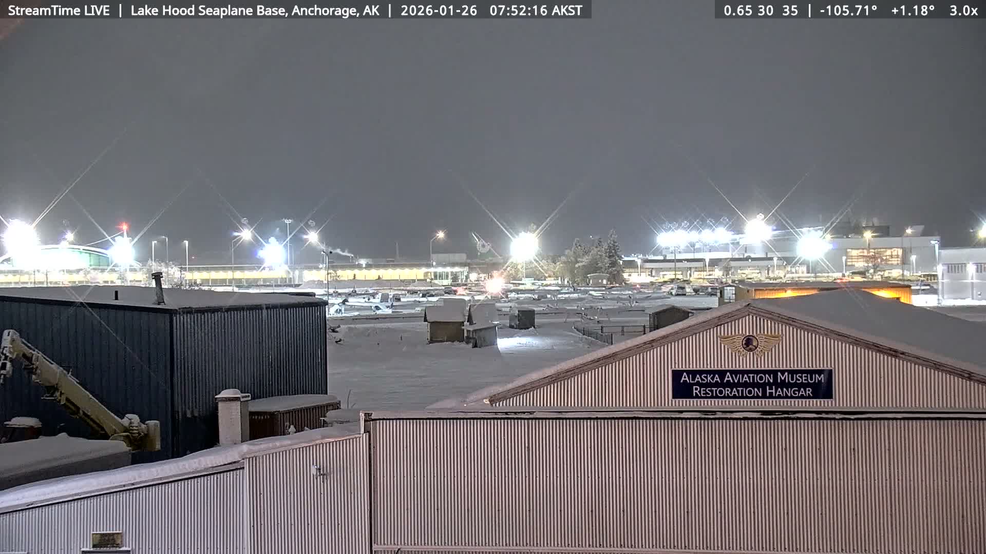 Anchorage, Lake Hood Seaplane Base / Ted Stevens International Airport Live Cam ANC / PANC - Turnagain, Anchorage, Alaska, USA