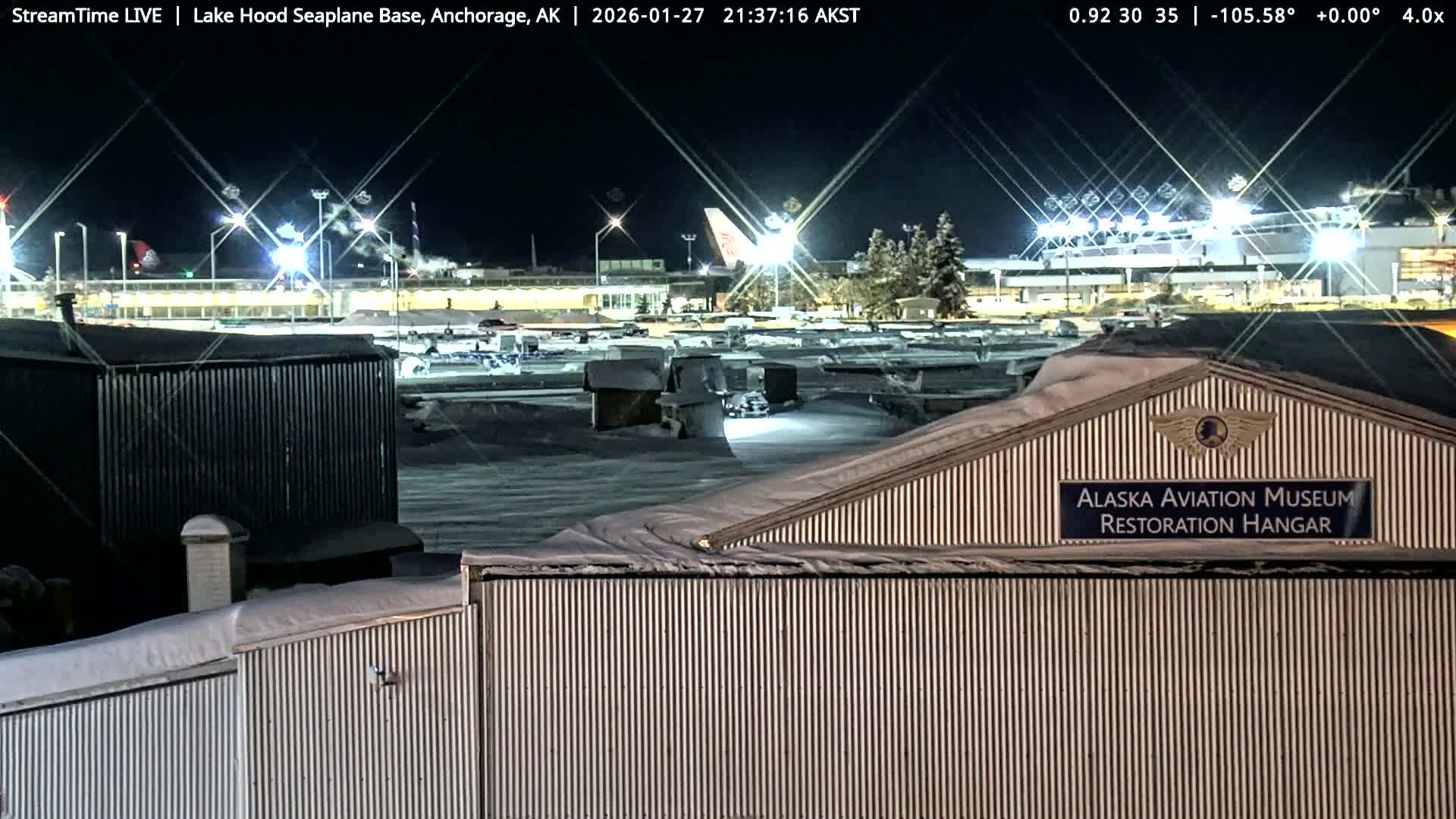 Anchorage, Lake Hood Seaplane Base / Ted Stevens International Airport Live Cam ANC / PANC - Turnagain, Anchorage, Alaska, USA