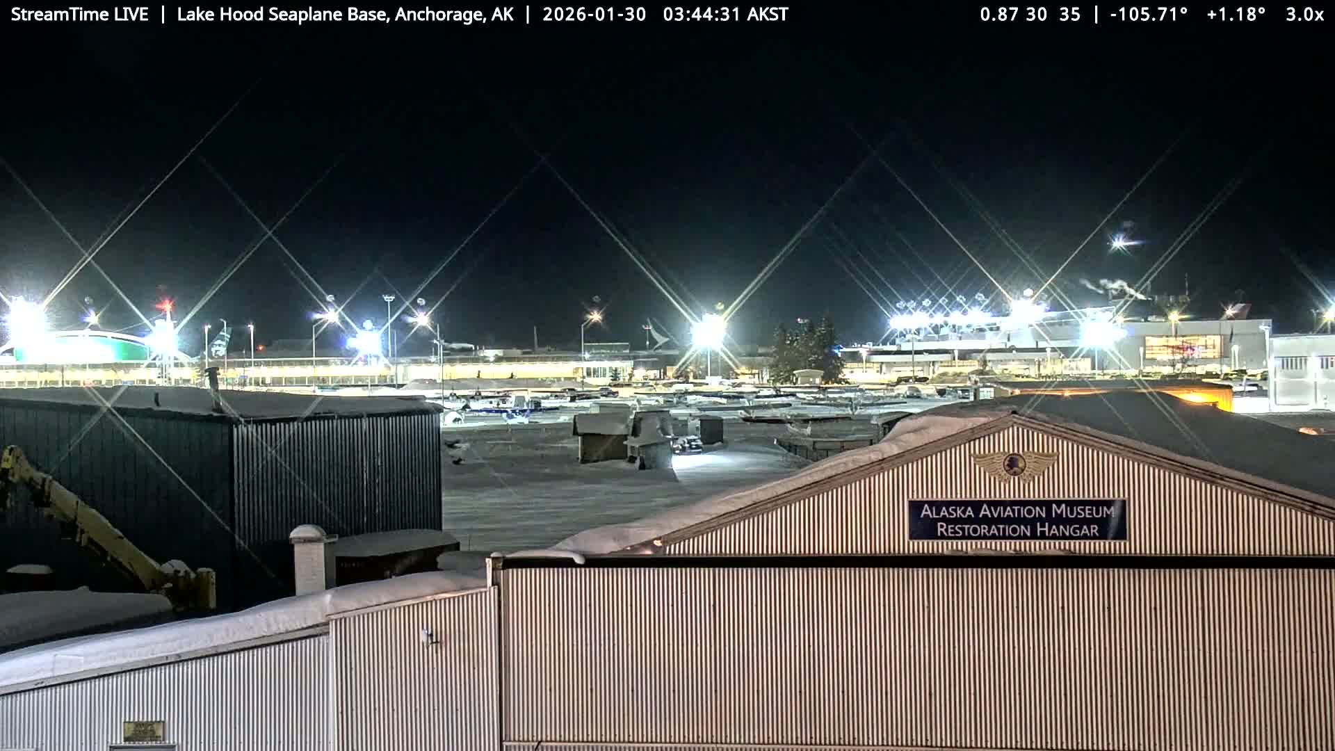 Anchorage, Lake Hood Seaplane Base / Ted Stevens International Airport Live Cam ANC / PANC - Turnagain, Anchorage, Alaska, USA