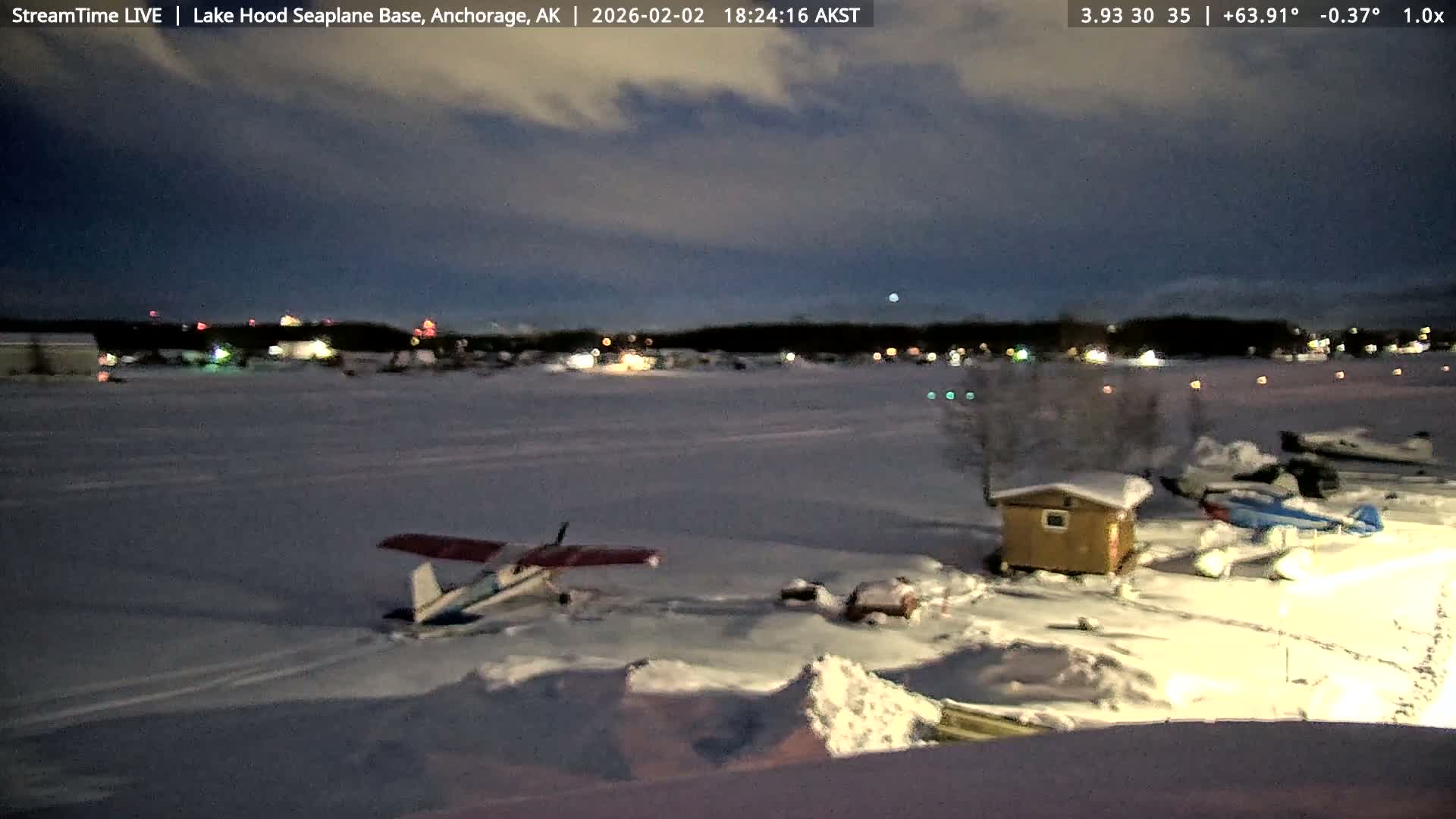 Anchorage, Lake Hood Seaplane Base / Ted Stevens International Airport Live Cam ANC / PANC - Turnagain, Anchorage, Alaska, USA